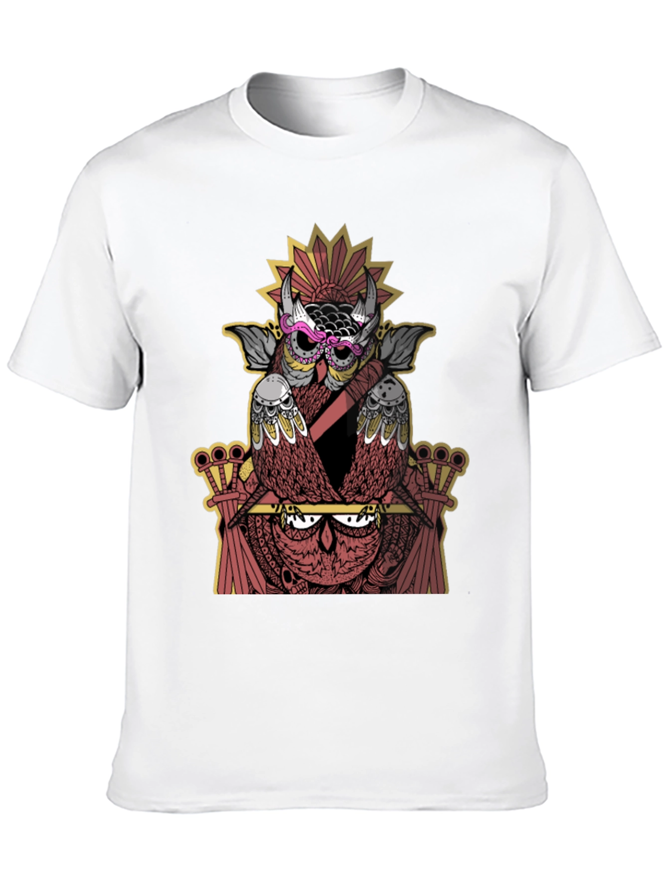 Owl Graphic Print Crew Neck T-Shirt - Black