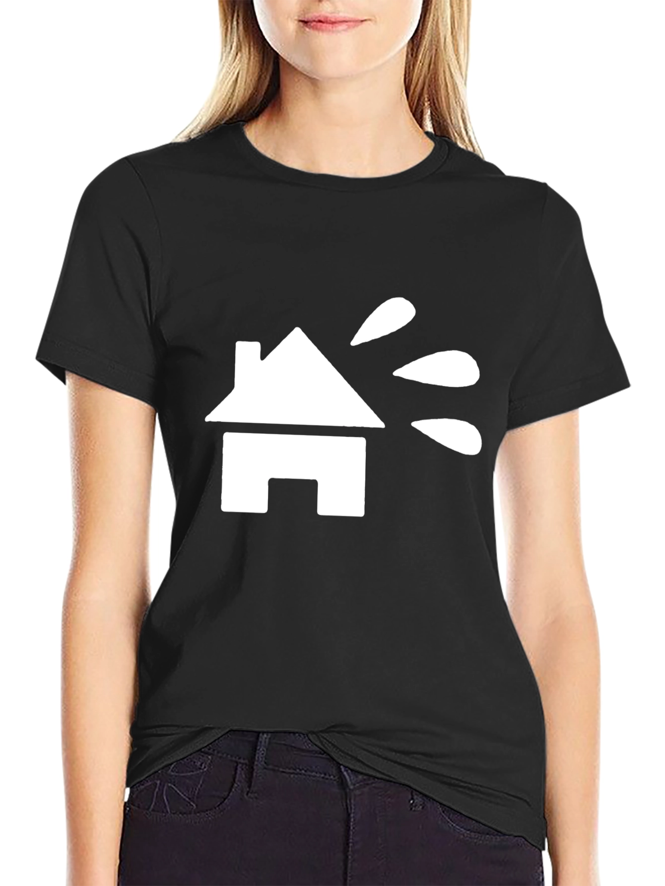 Modern Black T-Shirt with House Graphic
