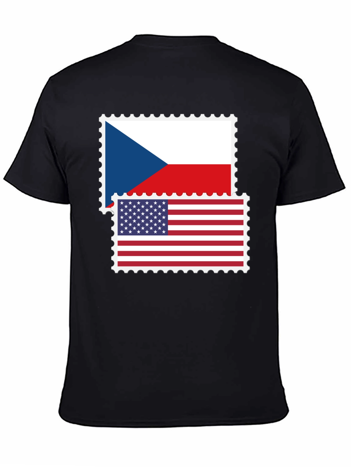 Czech USA Flag Stamp T-Shirt