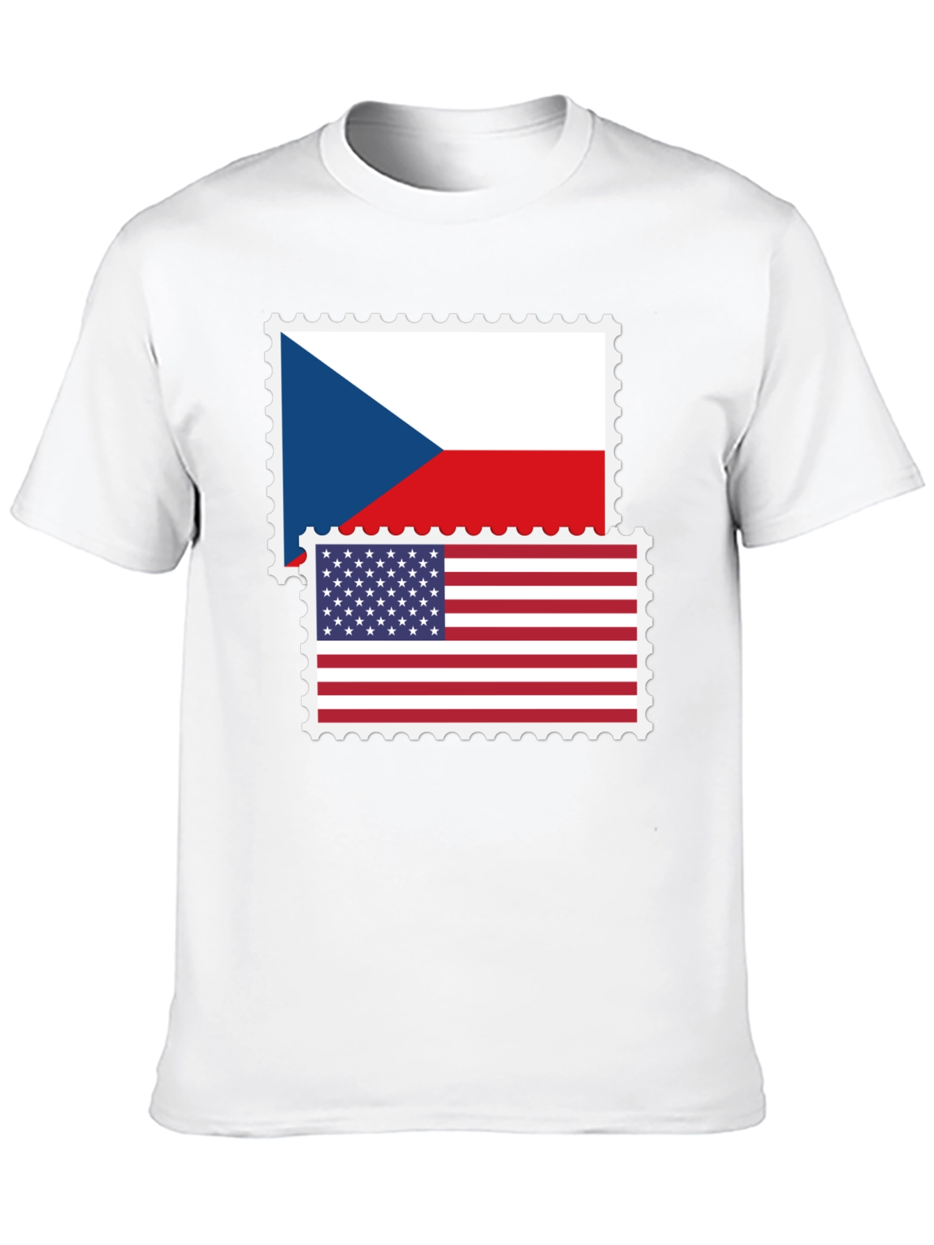 Czech USA Flag Stamp T-Shirt