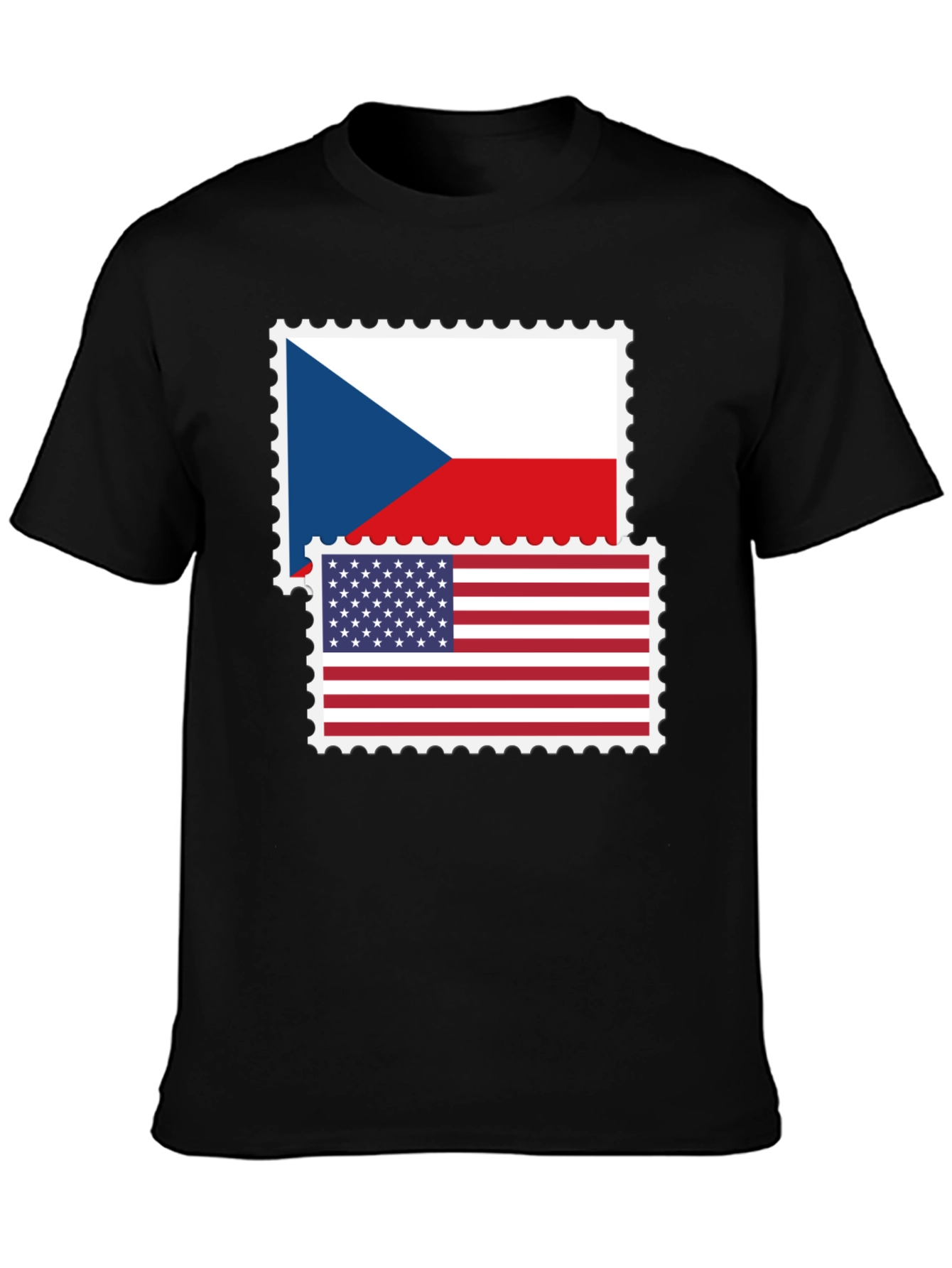 Czech USA Flag Stamp T-Shirt