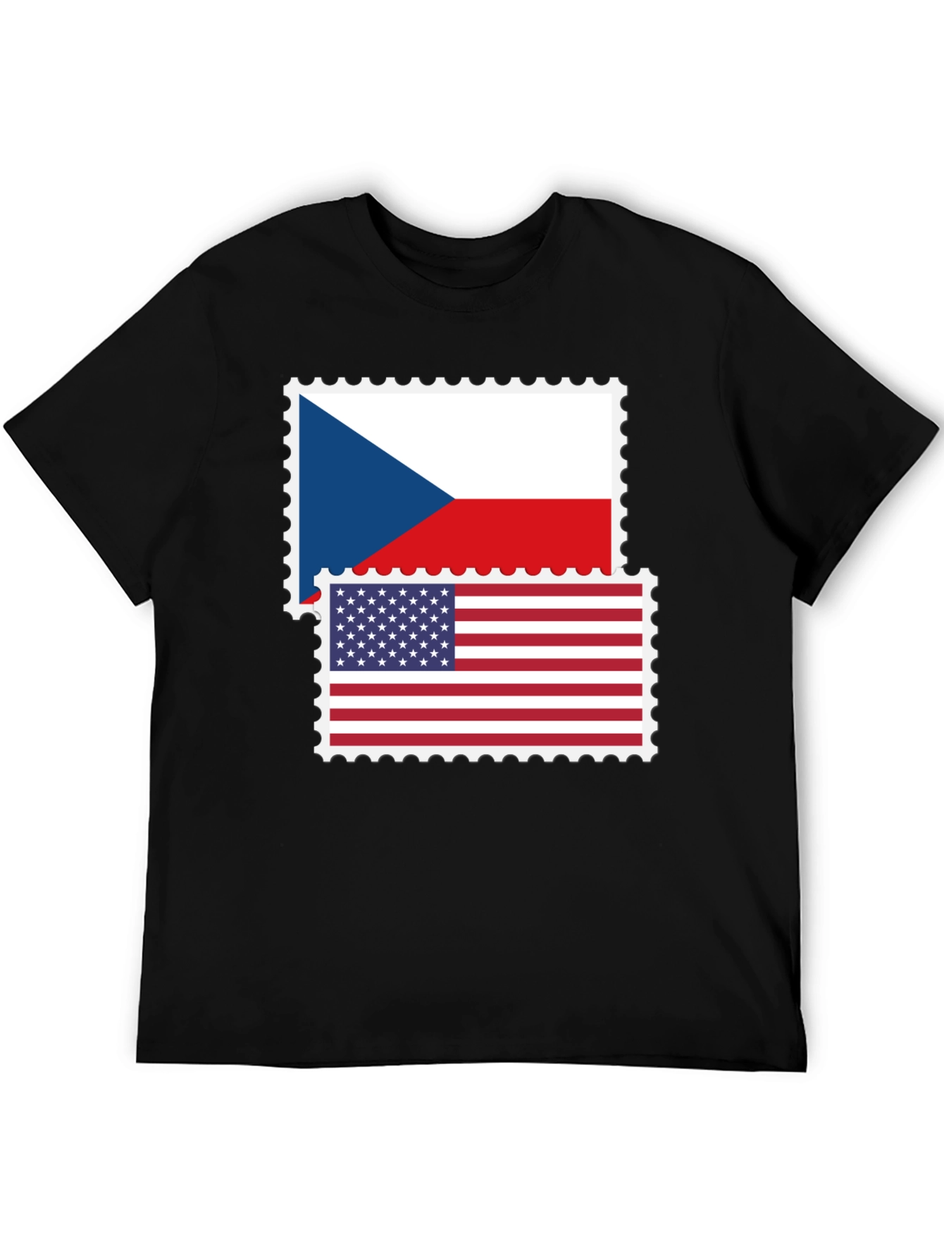 Czech USA Flag Stamp T-Shirt
