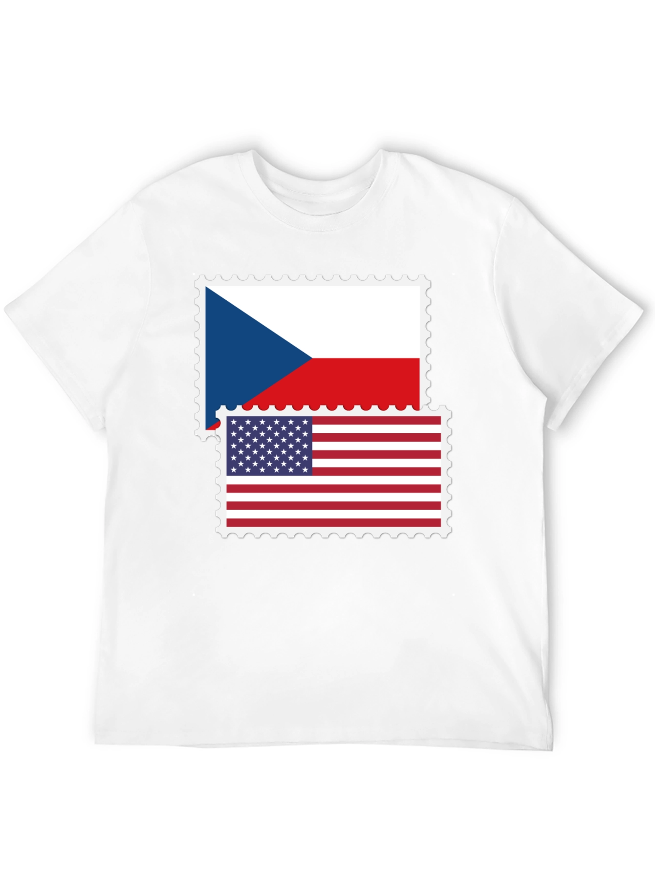 Czech USA Flag Stamp T-Shirt
