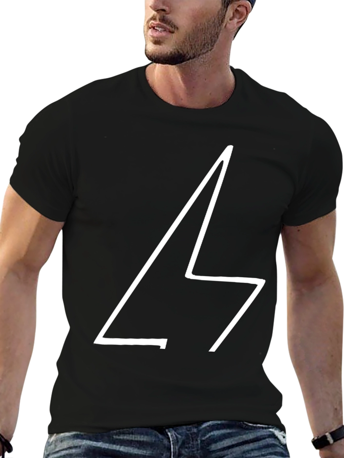 Abstract Lightning Bolt Graphic Black T-Shirt