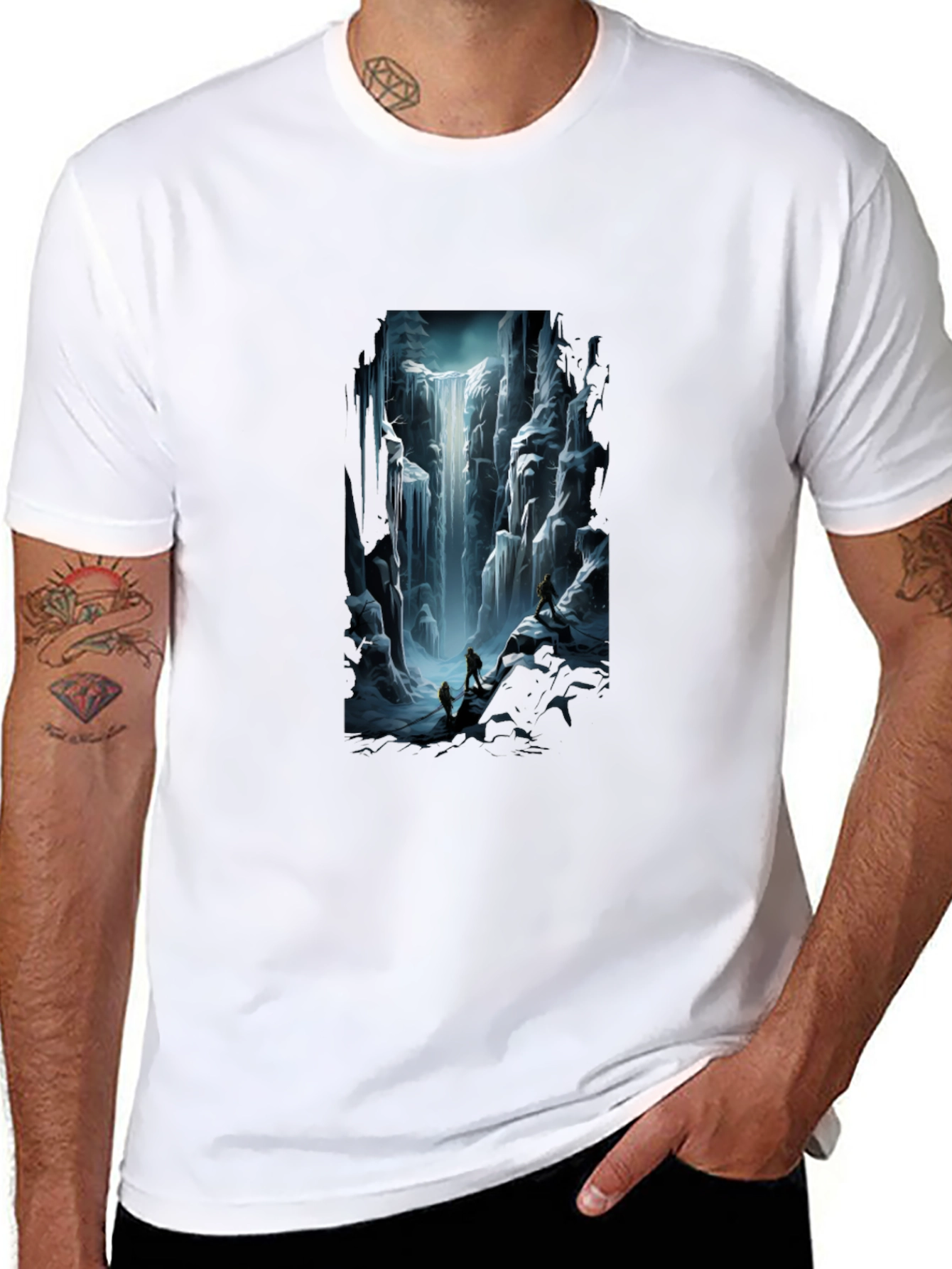Waterfall Graphic Tee - Black Short Sleeve
