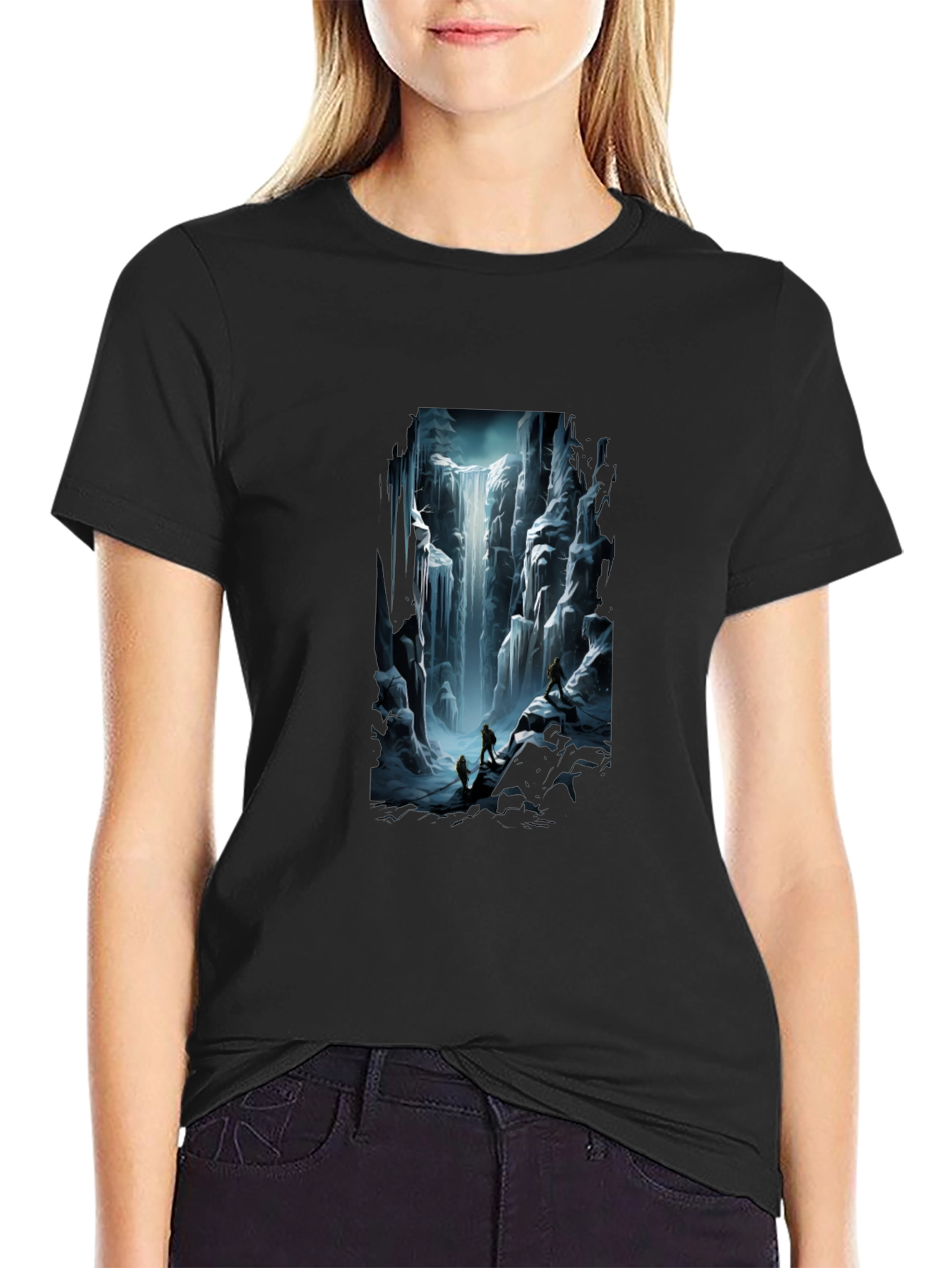 Waterfall Graphic Tee - Black Short Sleeve