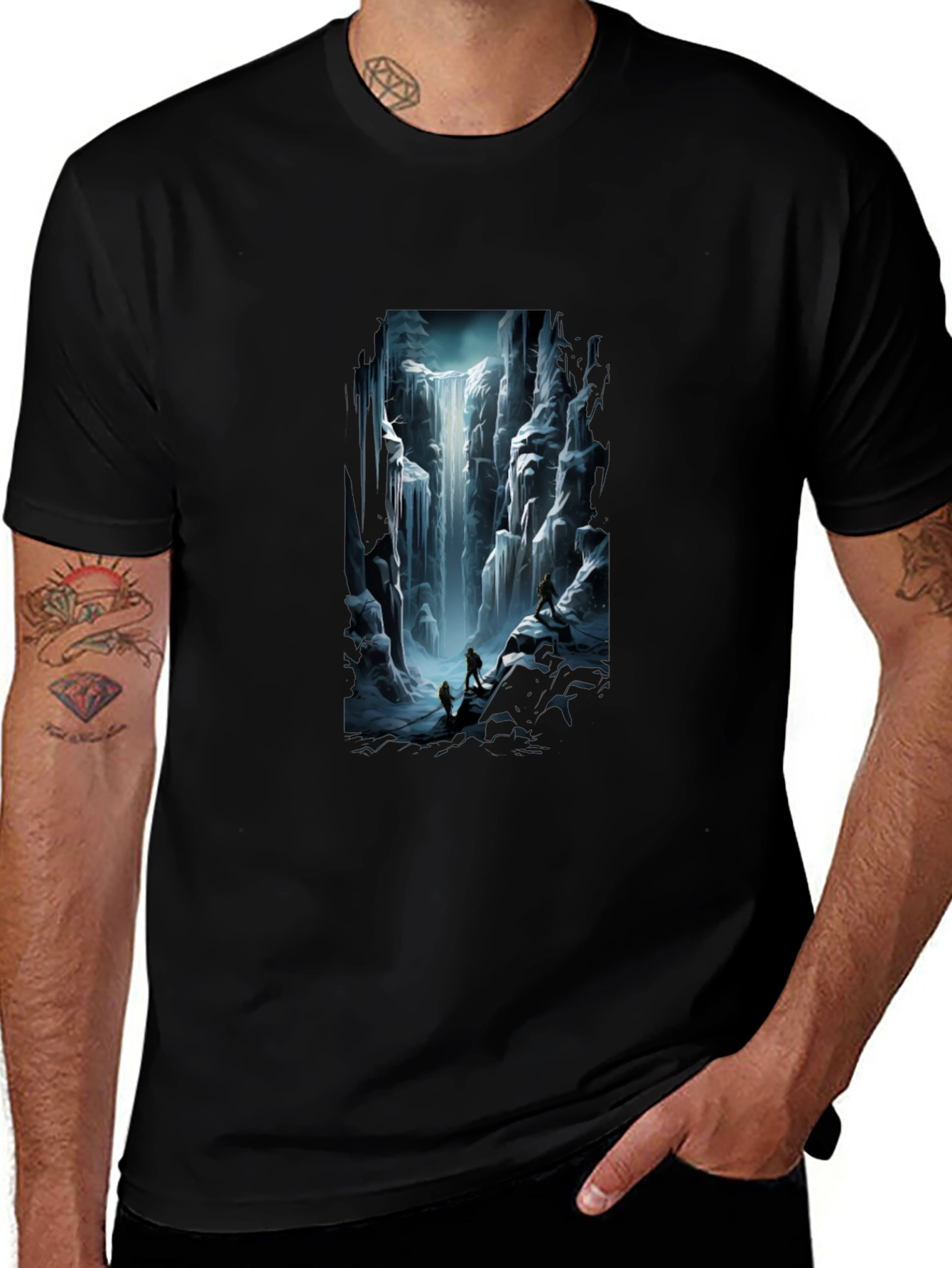 Waterfall Graphic Tee - Black Short Sleeve