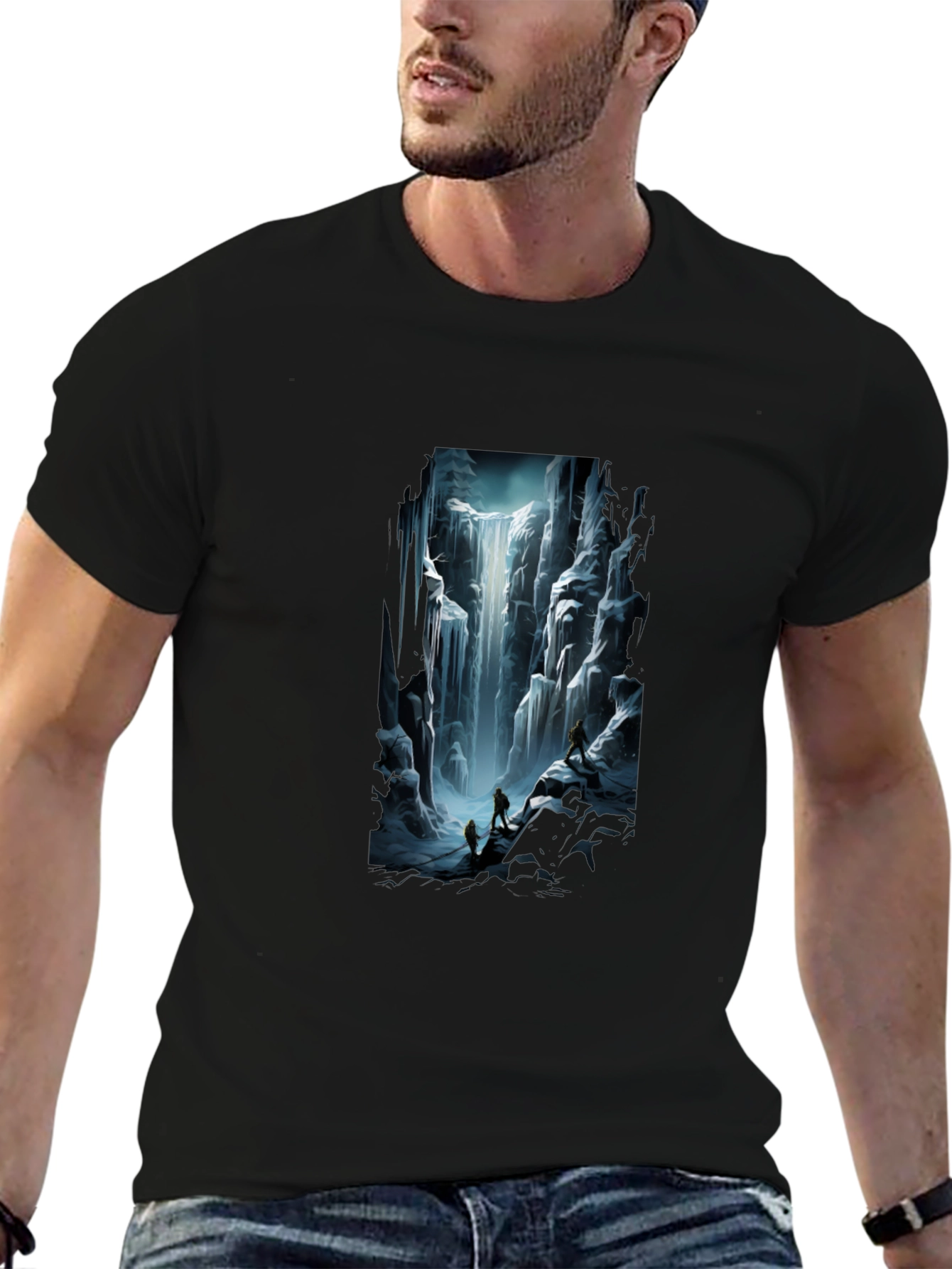 Waterfall Graphic Tee - Black Short Sleeve