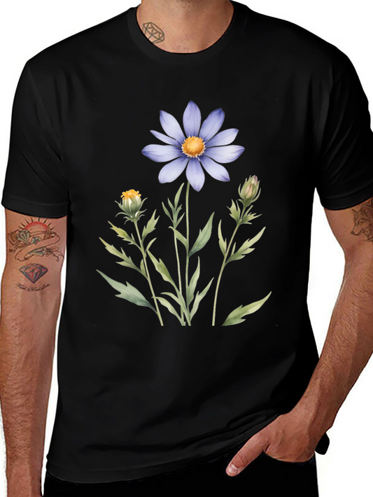 Floral Graphic Tee - Blue Daisy Design
