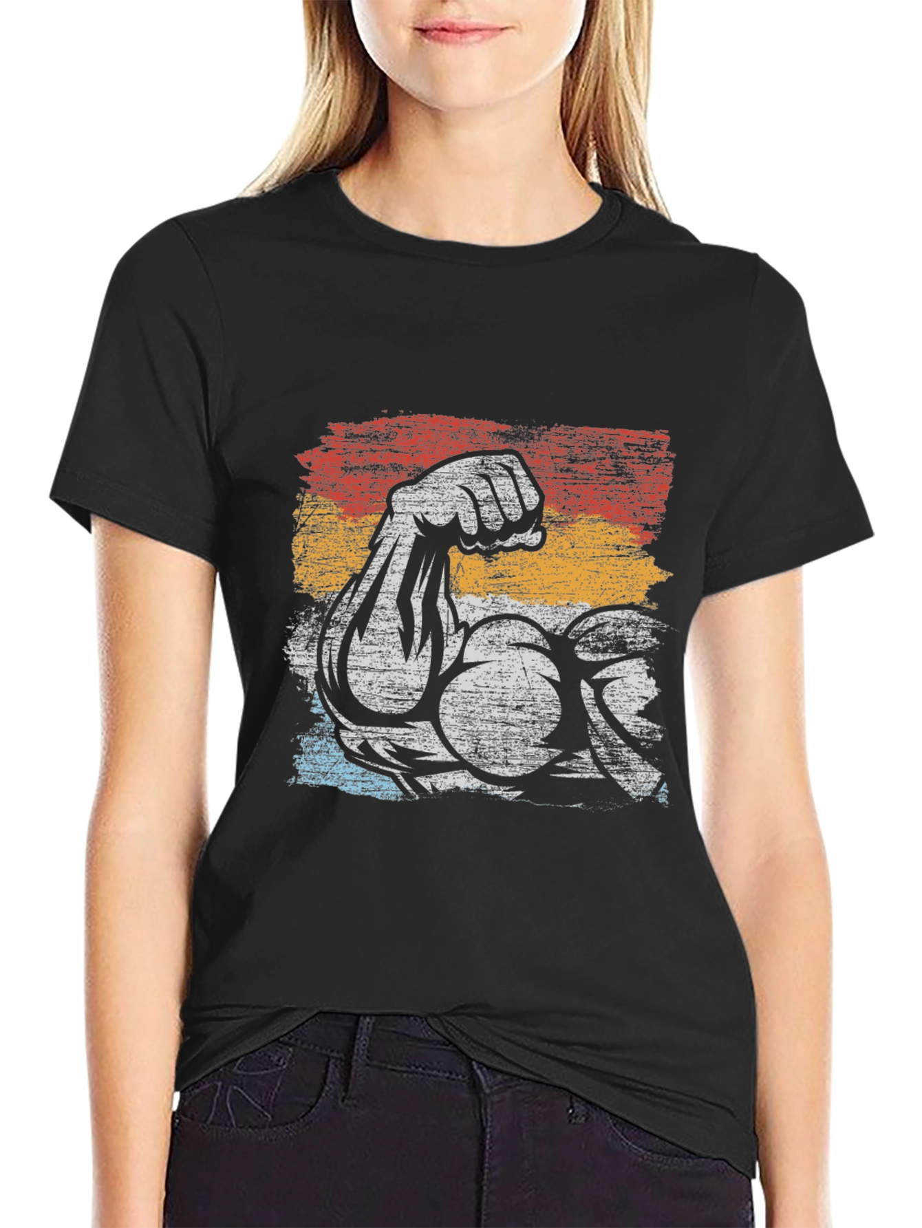 Retro Muscle Arm Graphic T-Shirt - Bodybuilding Gym Tee
