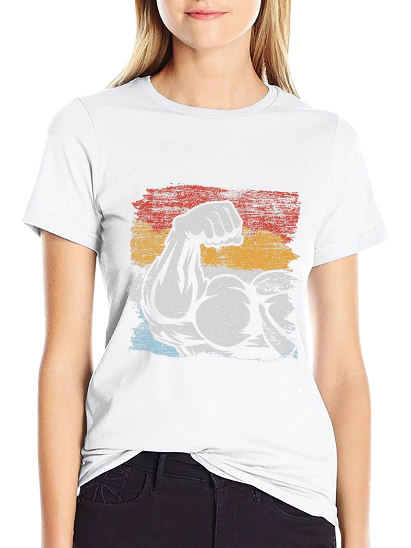 Retro Muscle Arm Graphic T-Shirt - Bodybuilding Gym Tee
