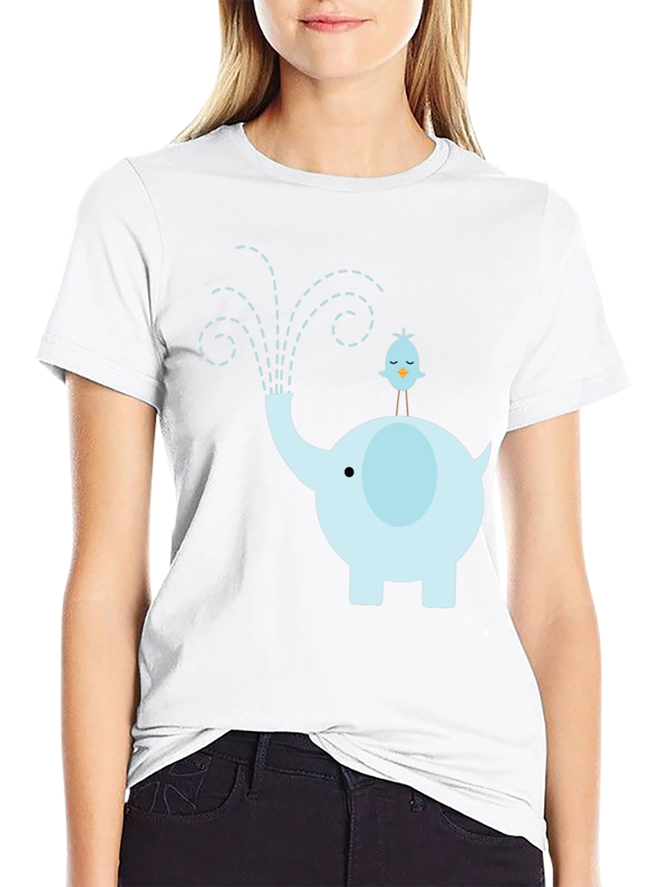 Elephant & Bird Graphic Tee - Whimsical Mens T-Shirt