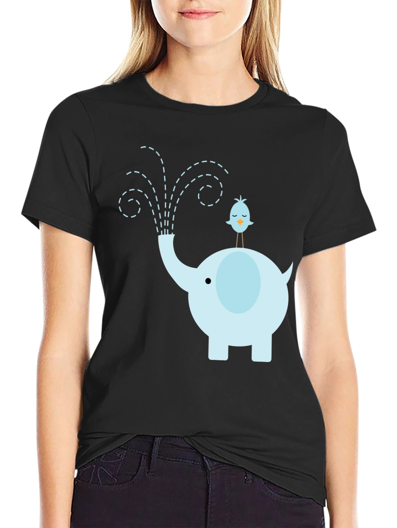 Elephant & Bird Graphic Tee - Whimsical Mens T-Shirt