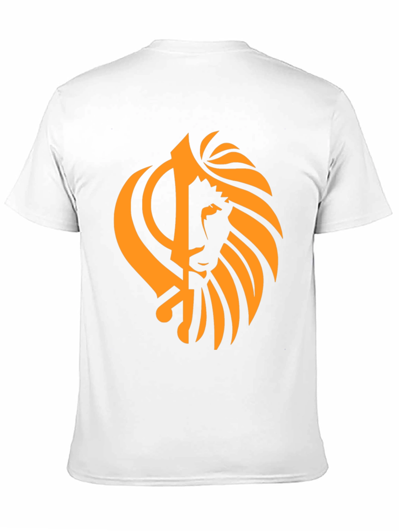 Black T-Shirt with Orange Khanda Lion Design