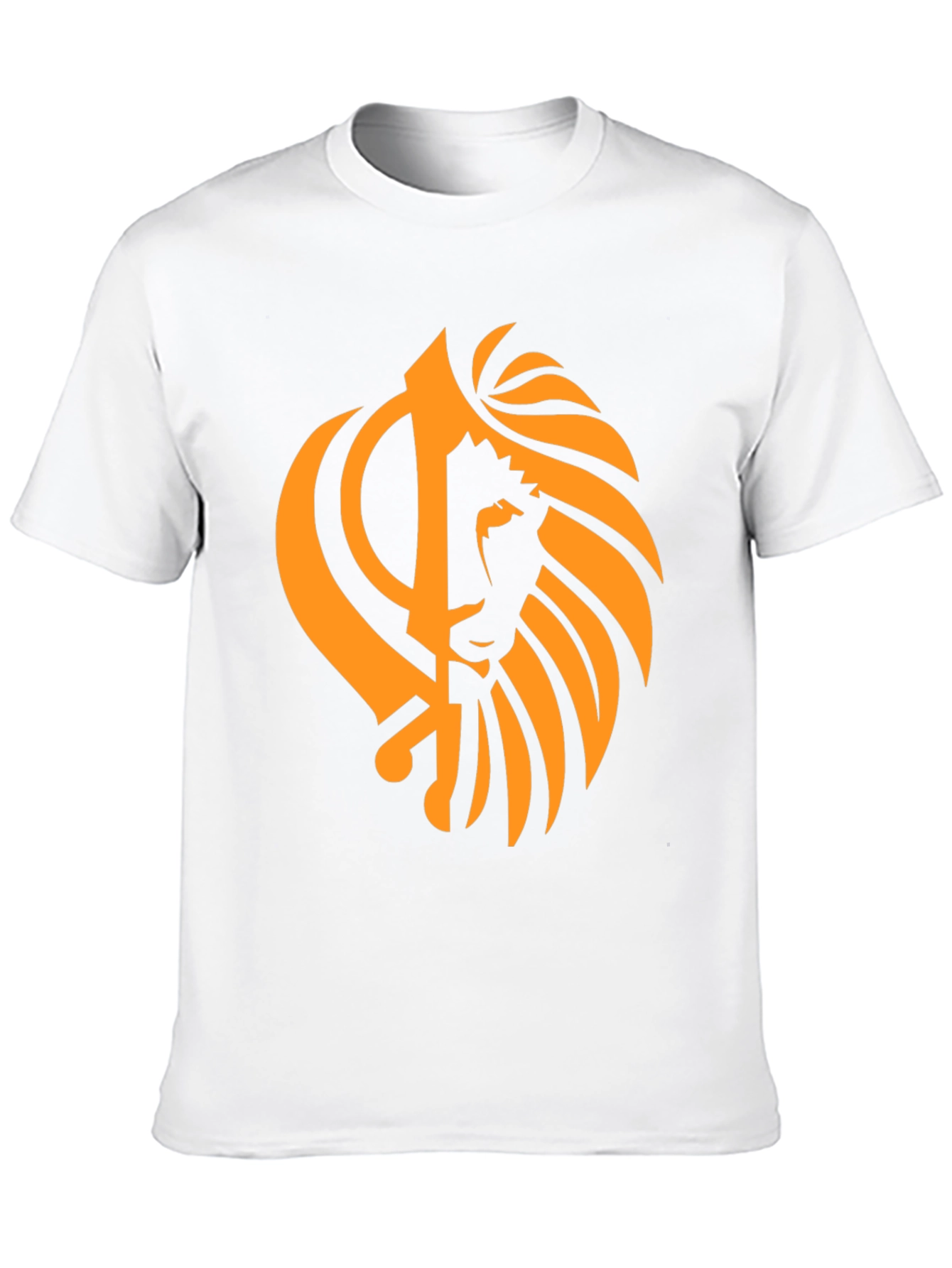 Black T-Shirt with Orange Khanda Lion Design