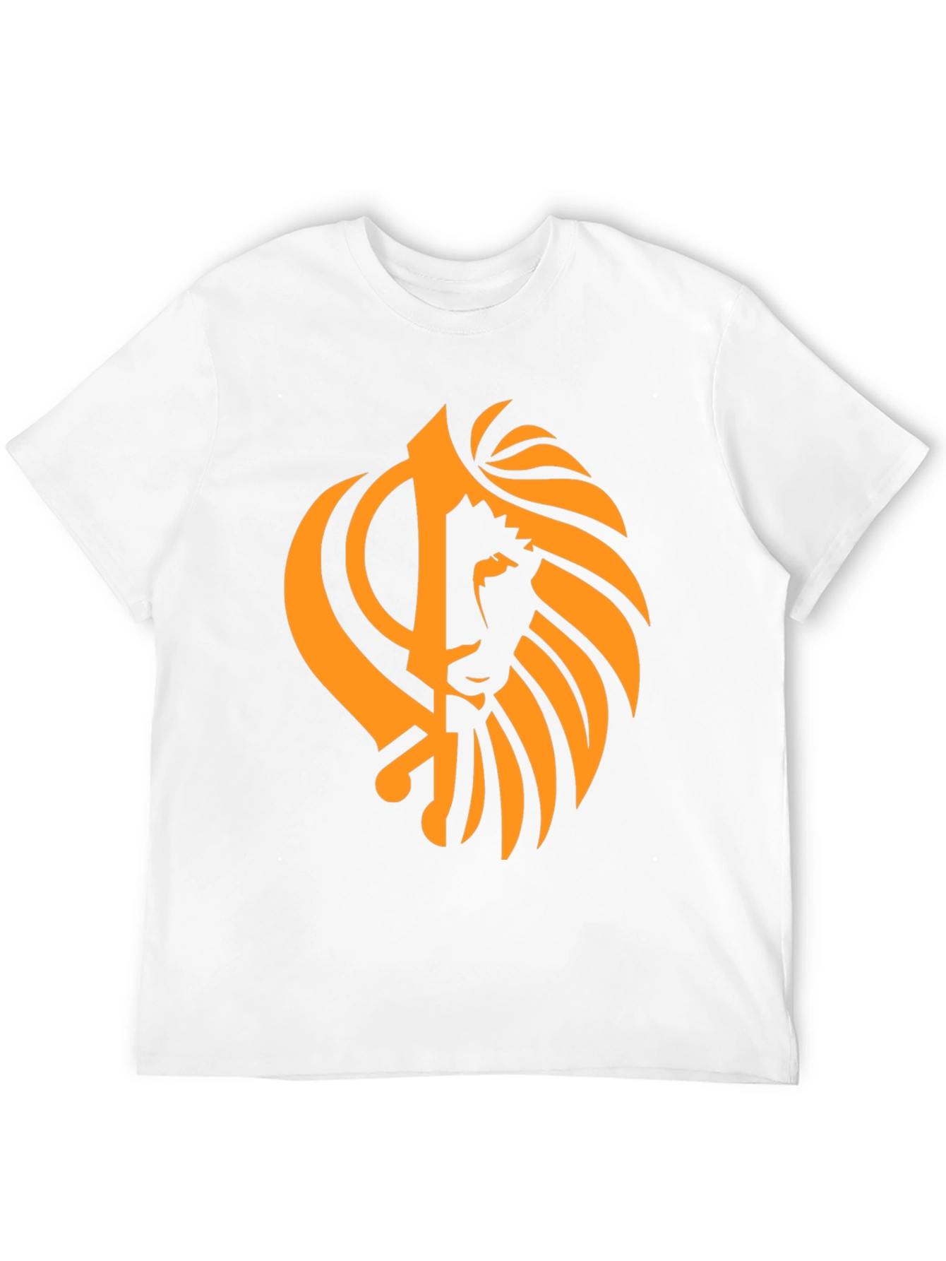 Black T-Shirt with Orange Khanda Lion Design