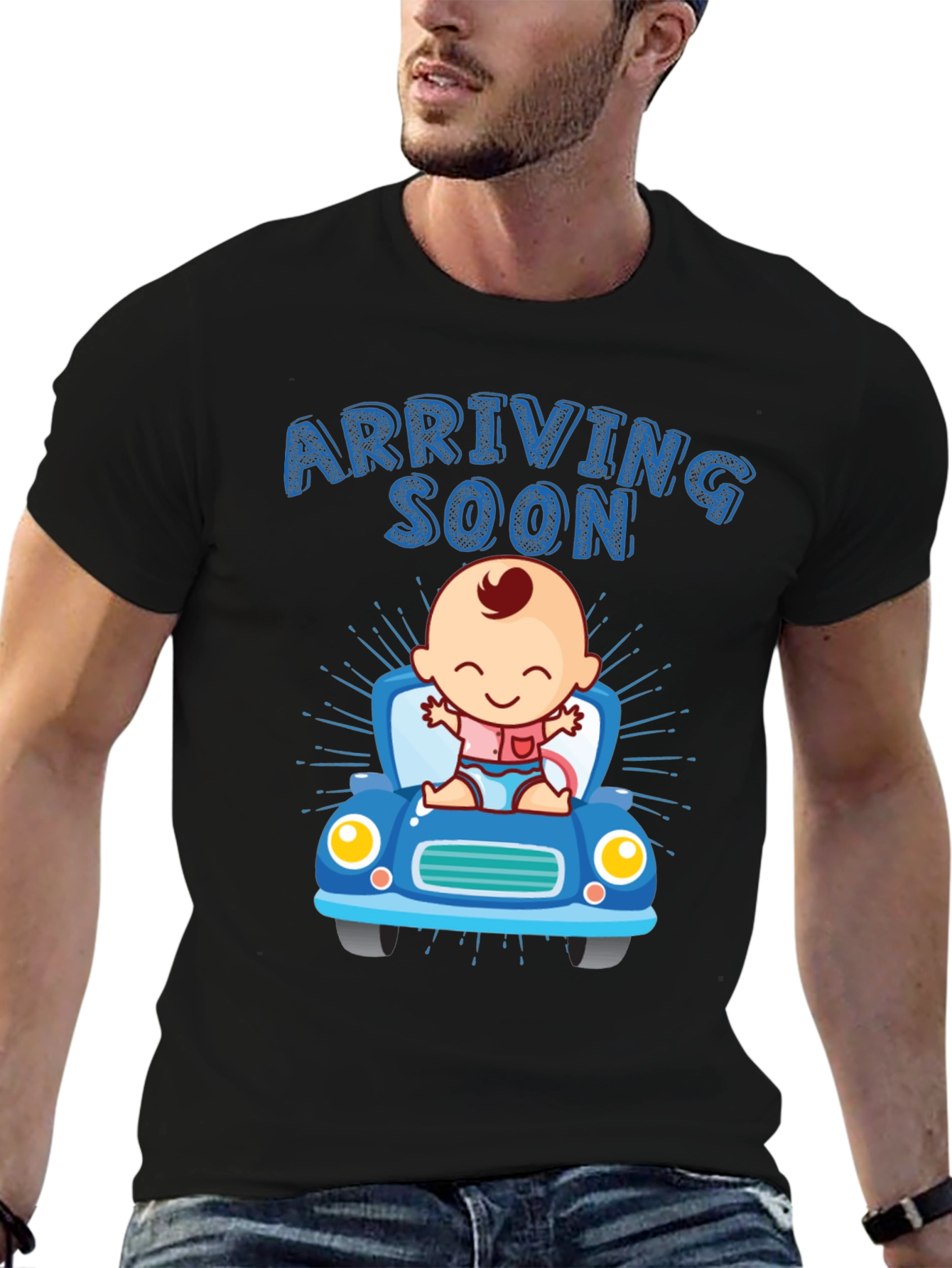 Arriving Soon Baby in Car Graphic T-Shirt