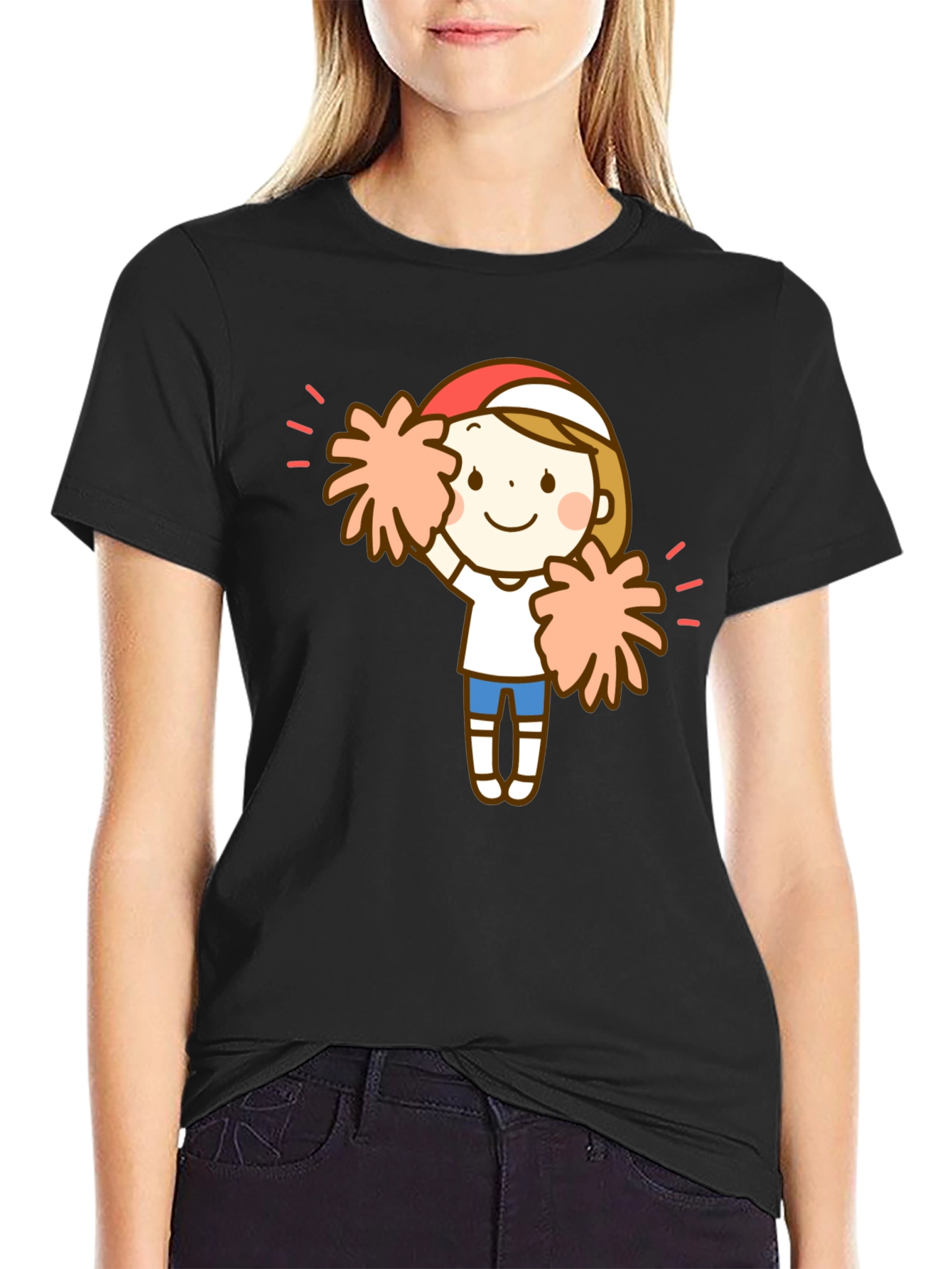 Cheerleader Graphic Black T-Shirt