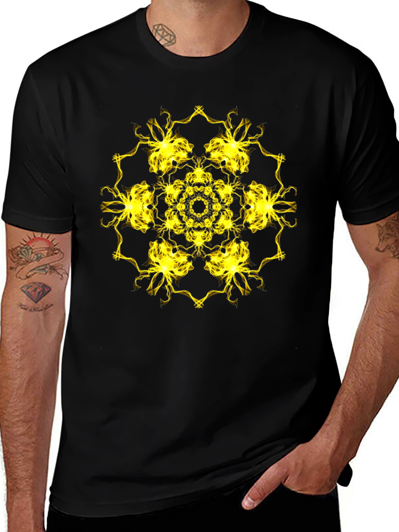 Electric Mandala Graphic Black T-Shirt