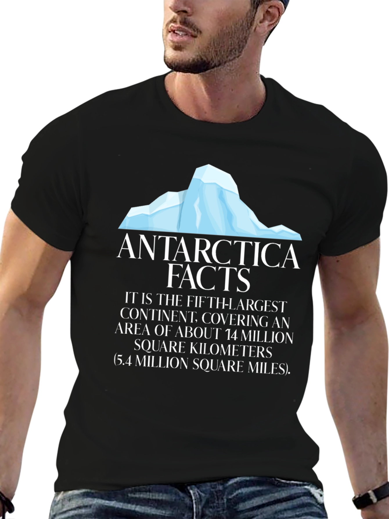 Antarctica Facts Black T-Shirt