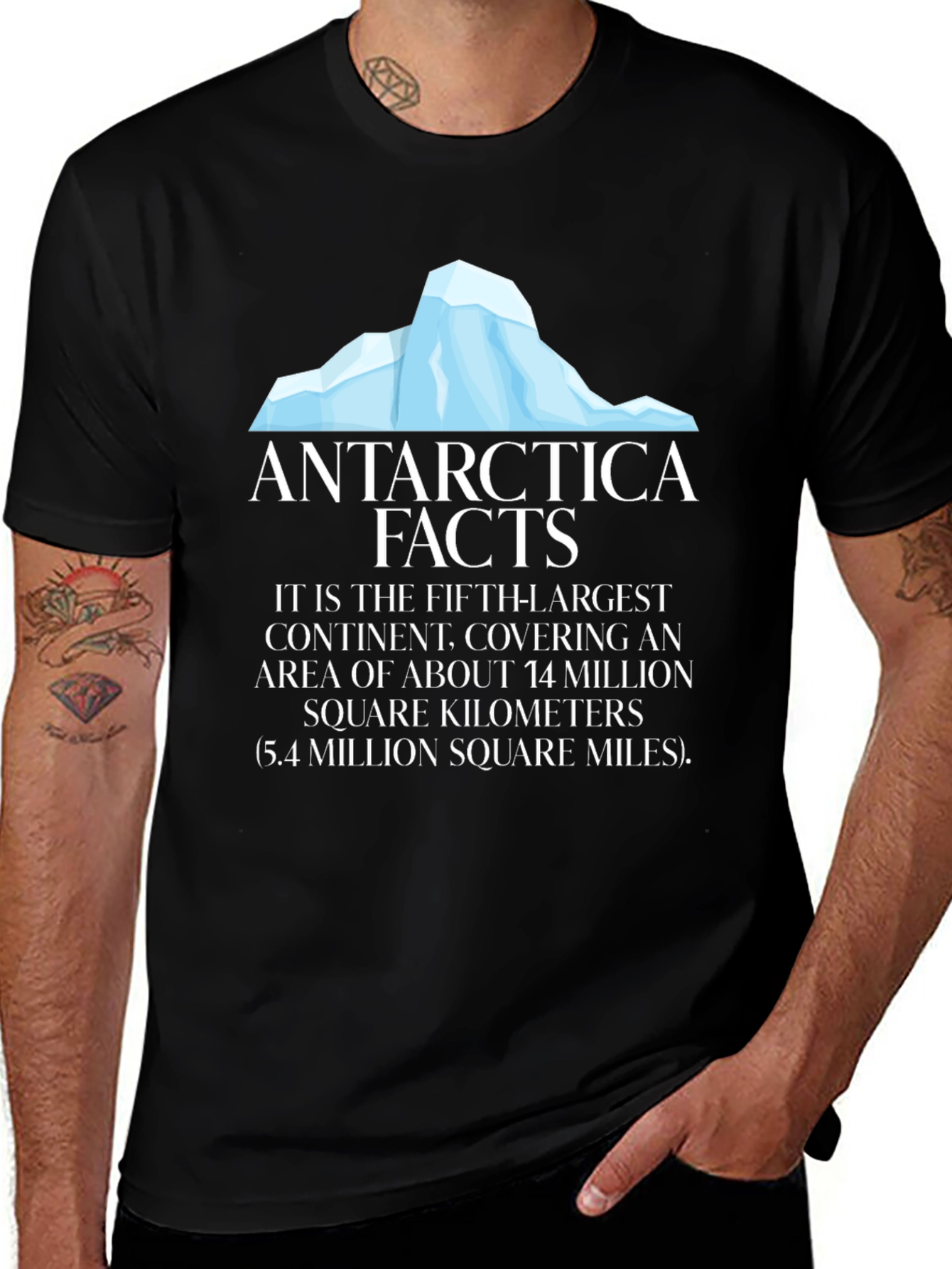Antarctica Facts Black T-Shirt