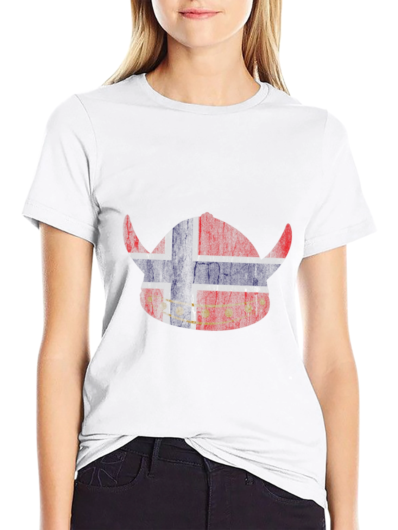 Norway Viking Helmet Flag Graphic T-Shirt