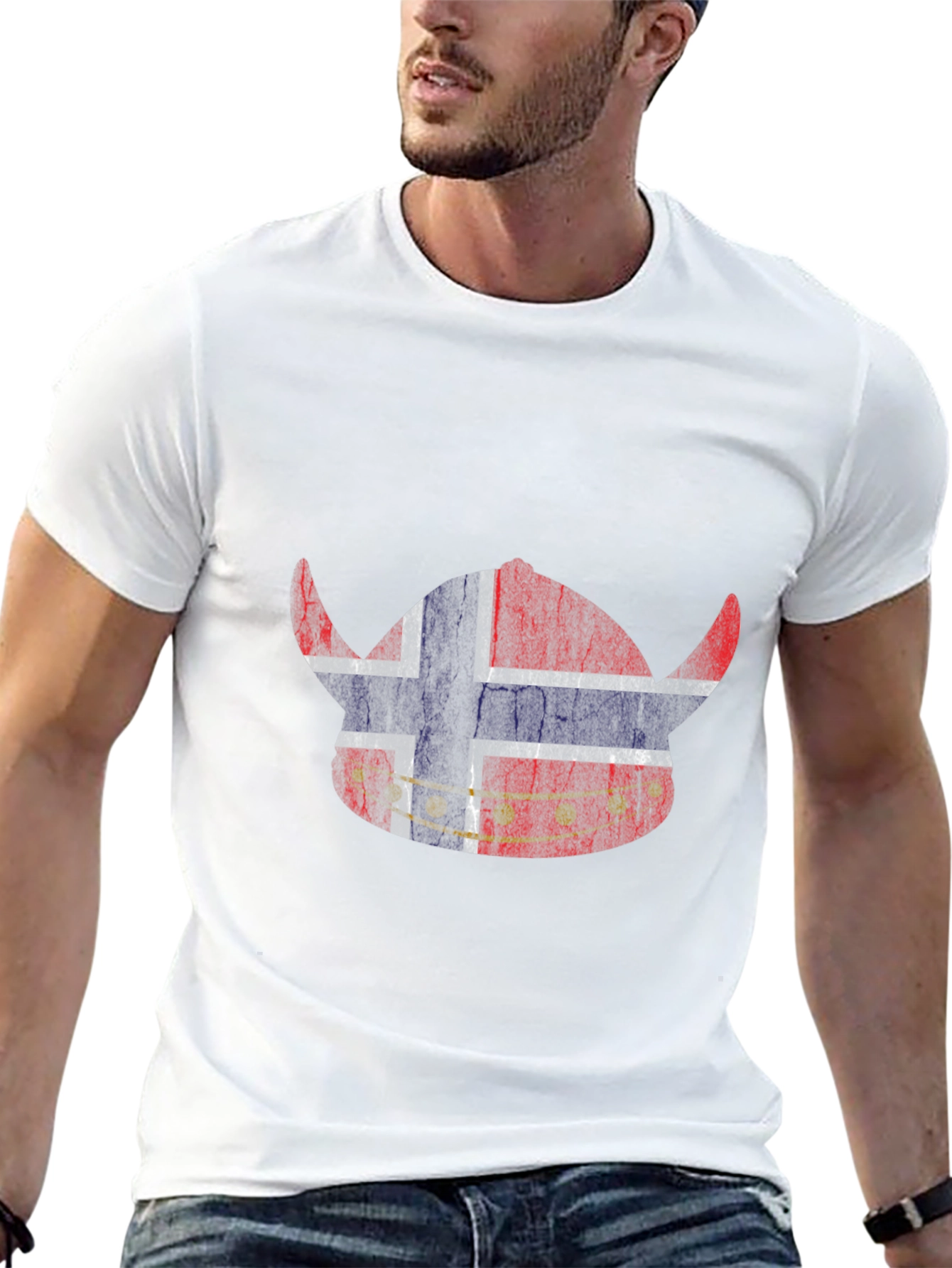 Norway Viking Helmet Flag Graphic T-Shirt