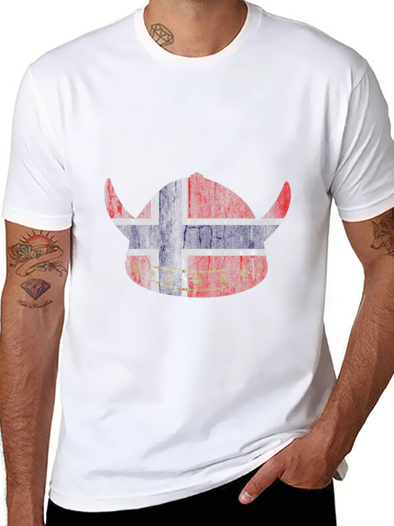Norway Viking Helmet Flag Graphic T-Shirt