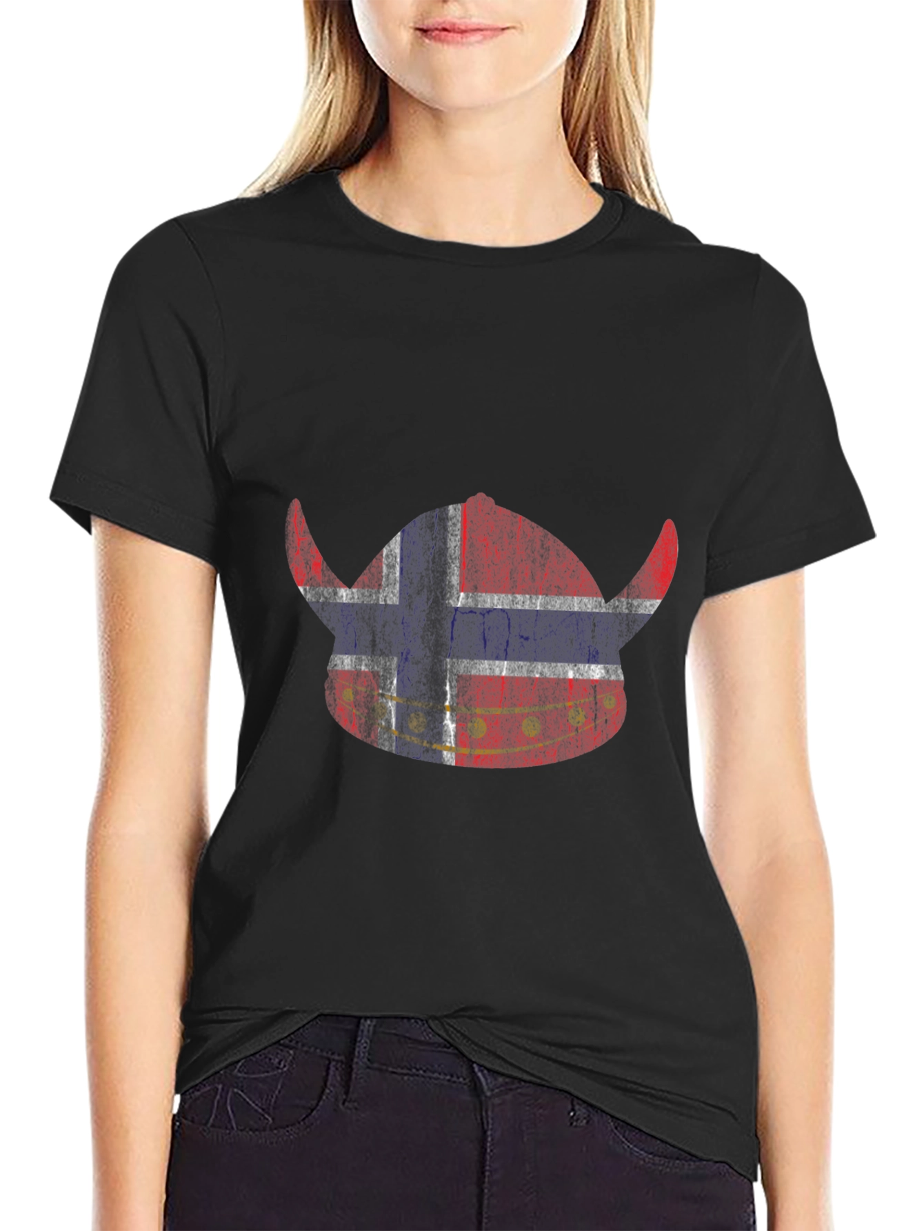 Norway Viking Helmet Flag Graphic T-Shirt
