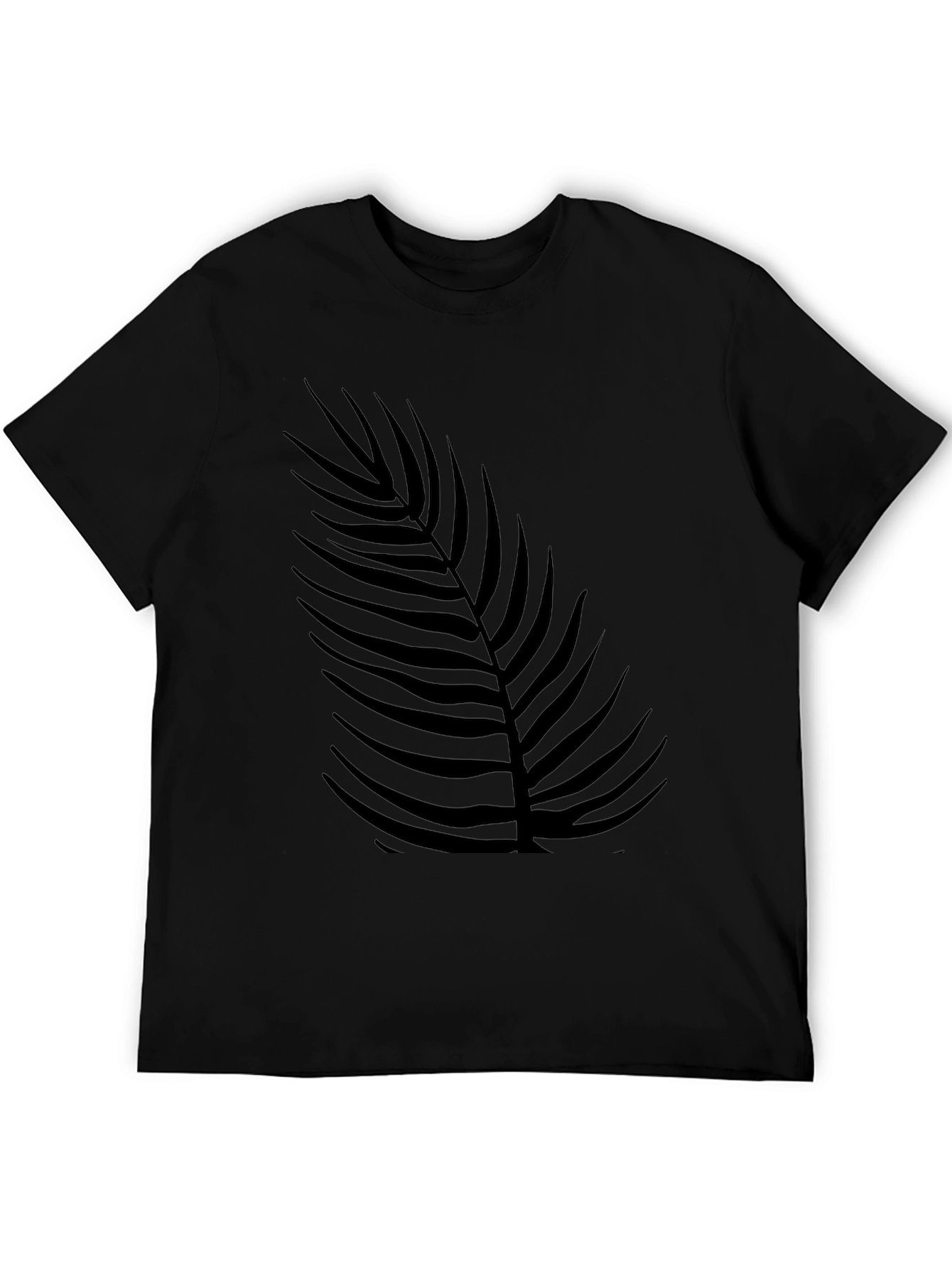 Mens Black Palm Leaf Print T-Shirt