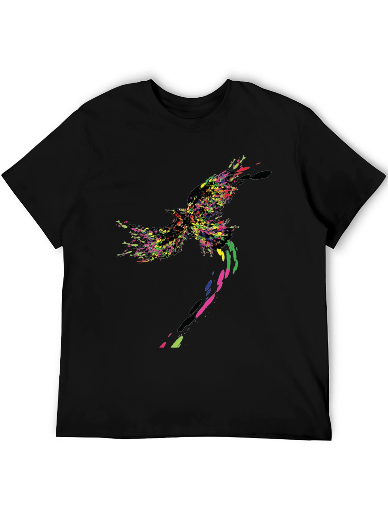 Abstract Bird Graphic Black T-Shirt