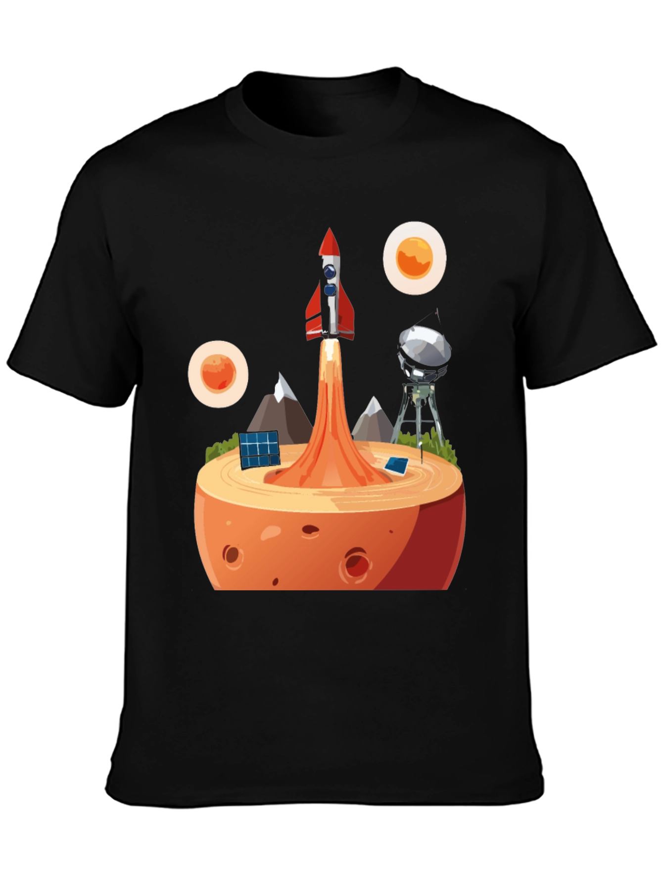 Rocket Launch Black Graphic Tee