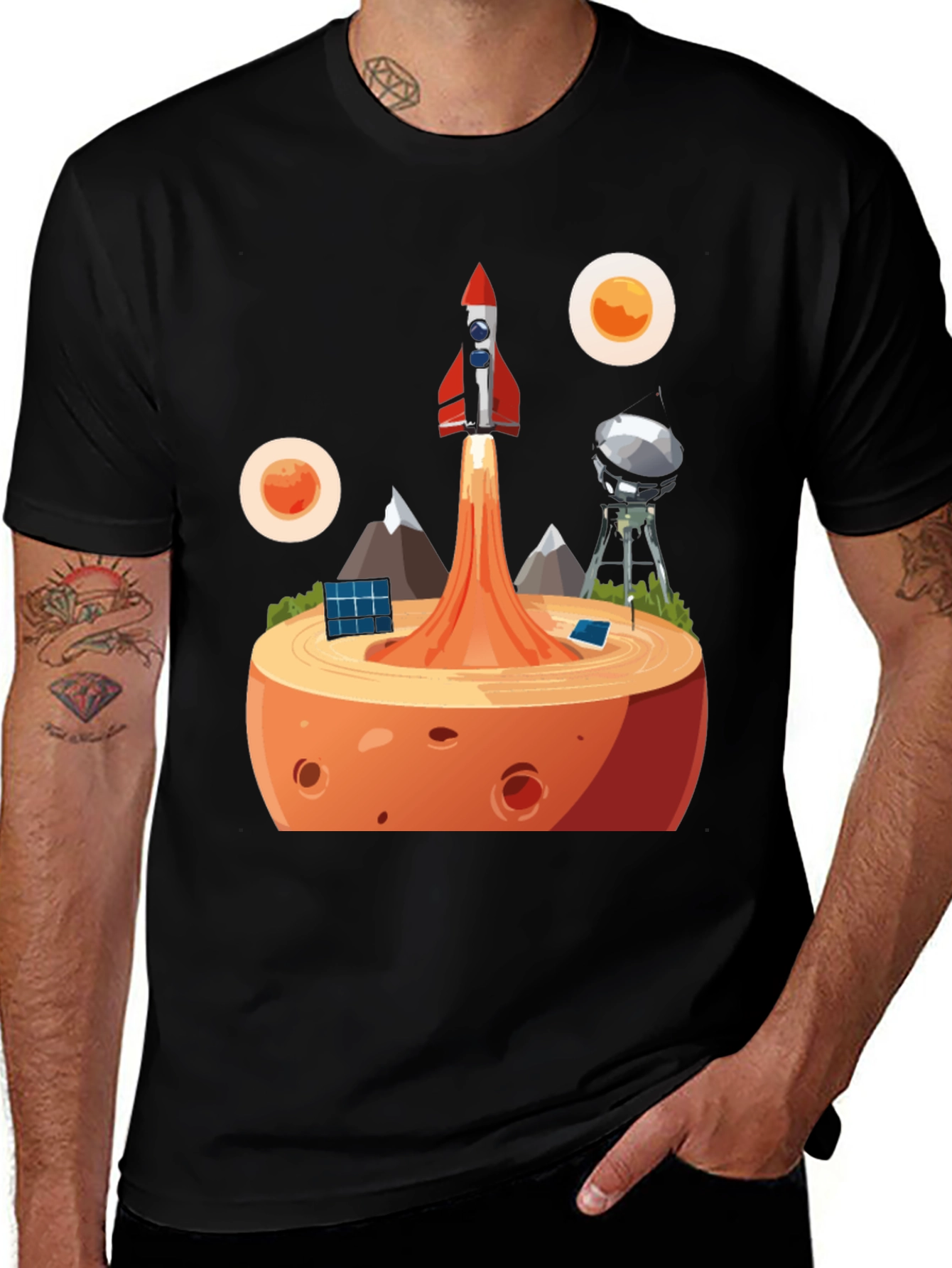 Rocket Launch Black Graphic Tee