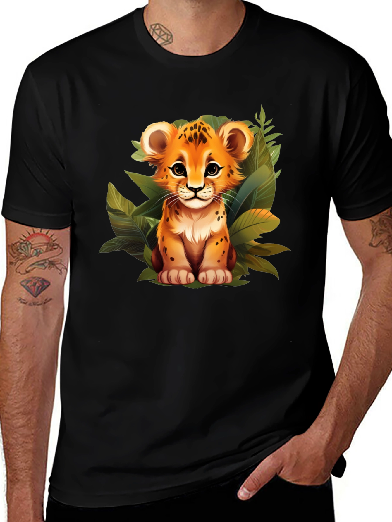 Cute Lion Cub Graphic Tee - Jungle Style