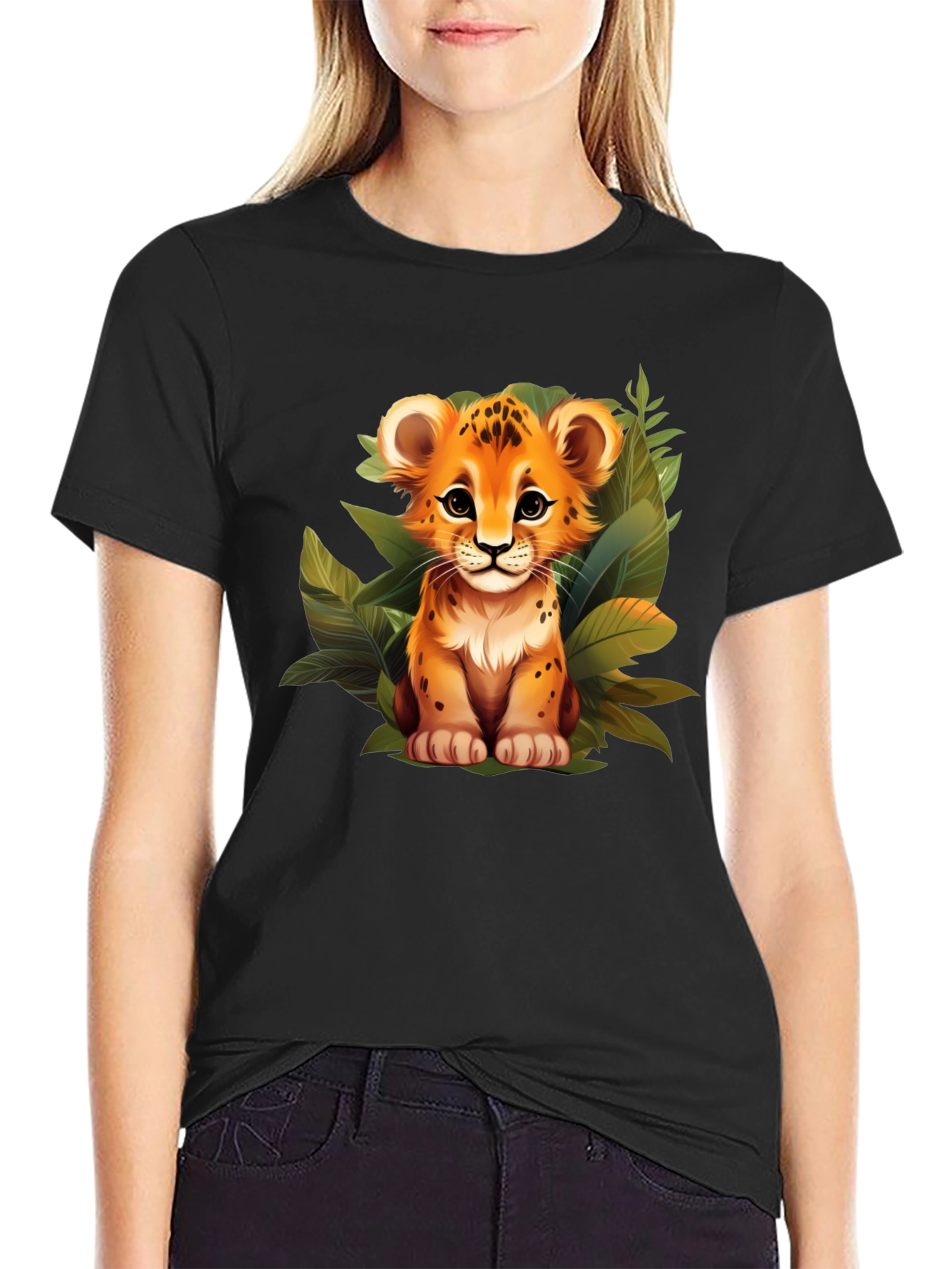 Cute Lion Cub Graphic Tee - Jungle Style