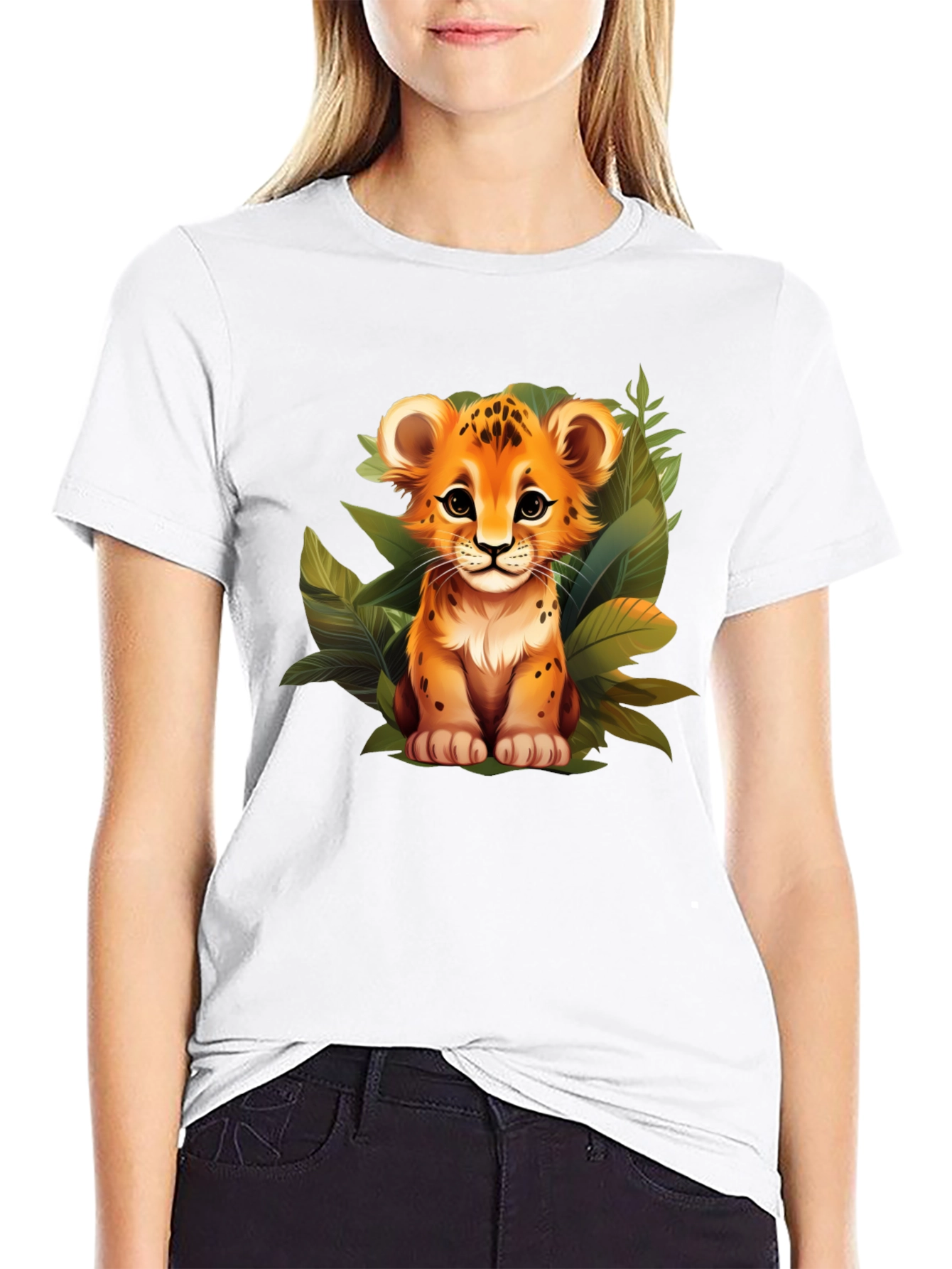 Cute Lion Cub Graphic Tee - Jungle Style