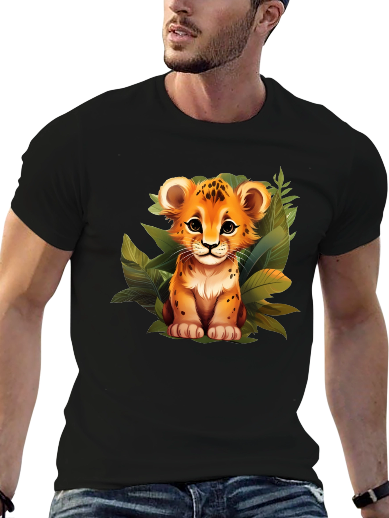 Cute Lion Cub Graphic Tee - Jungle Style