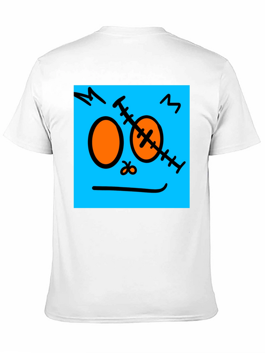 Frankenstein Face Graphic Tee - Black Cotton Casual T-Shirt