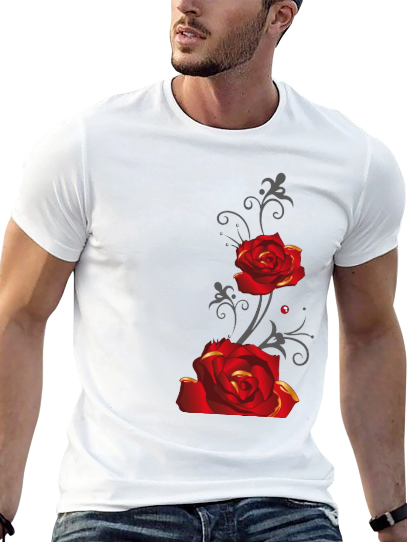 Rose Graphic Tee - Mens Black T-Shirt