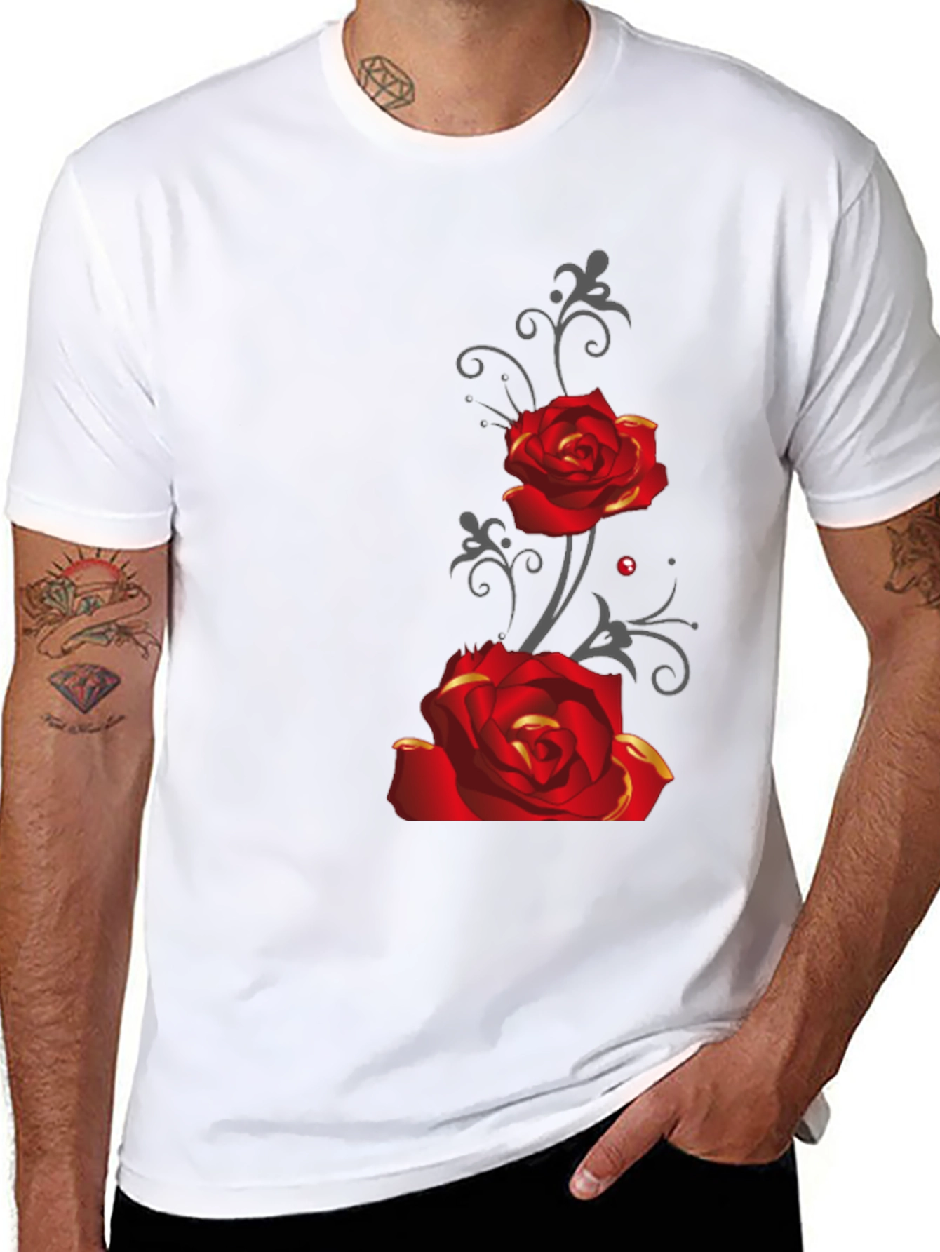 Rose Graphic Tee - Mens Black T-Shirt