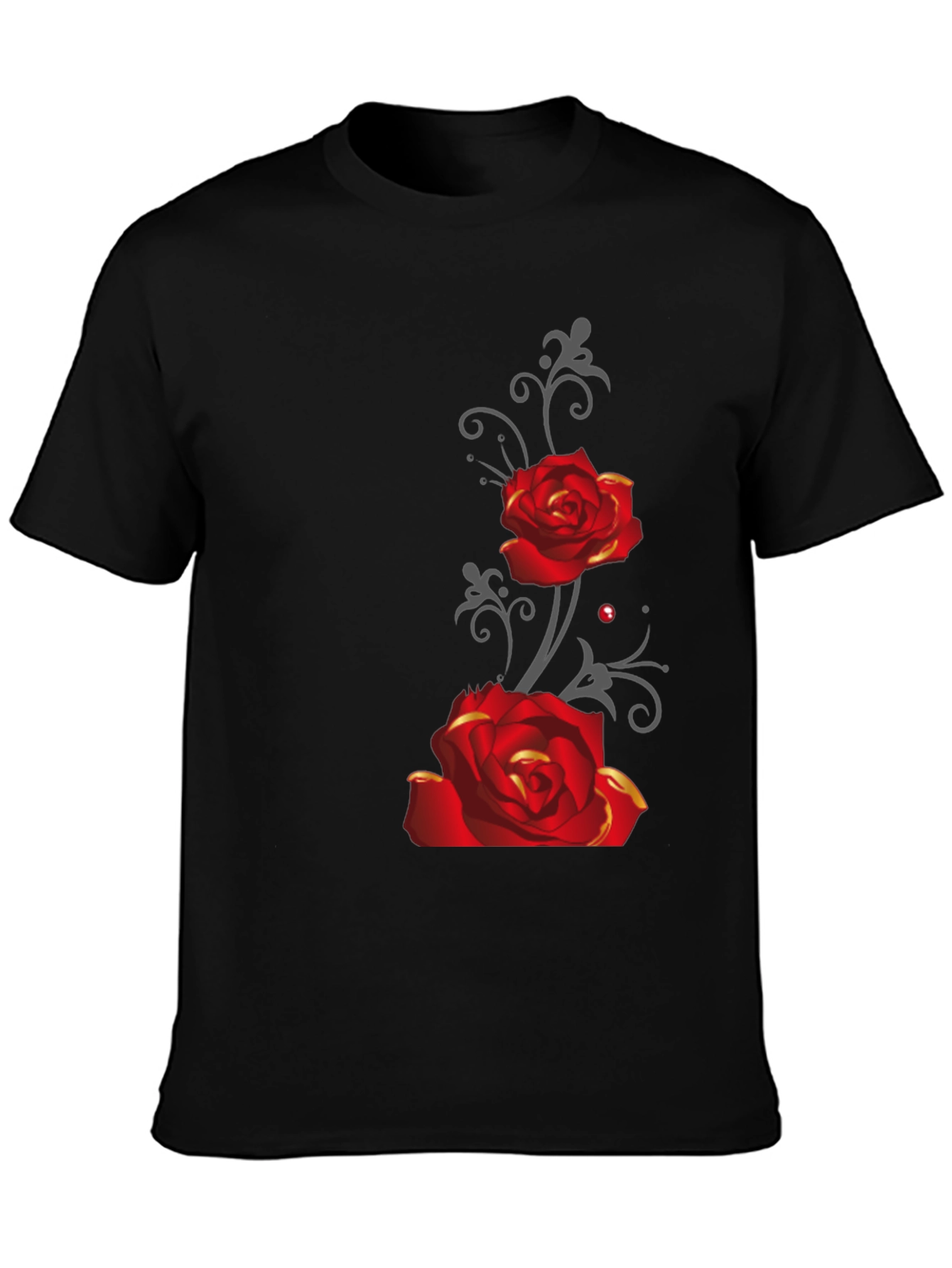 Rose Graphic Tee - Mens Black T-Shirt