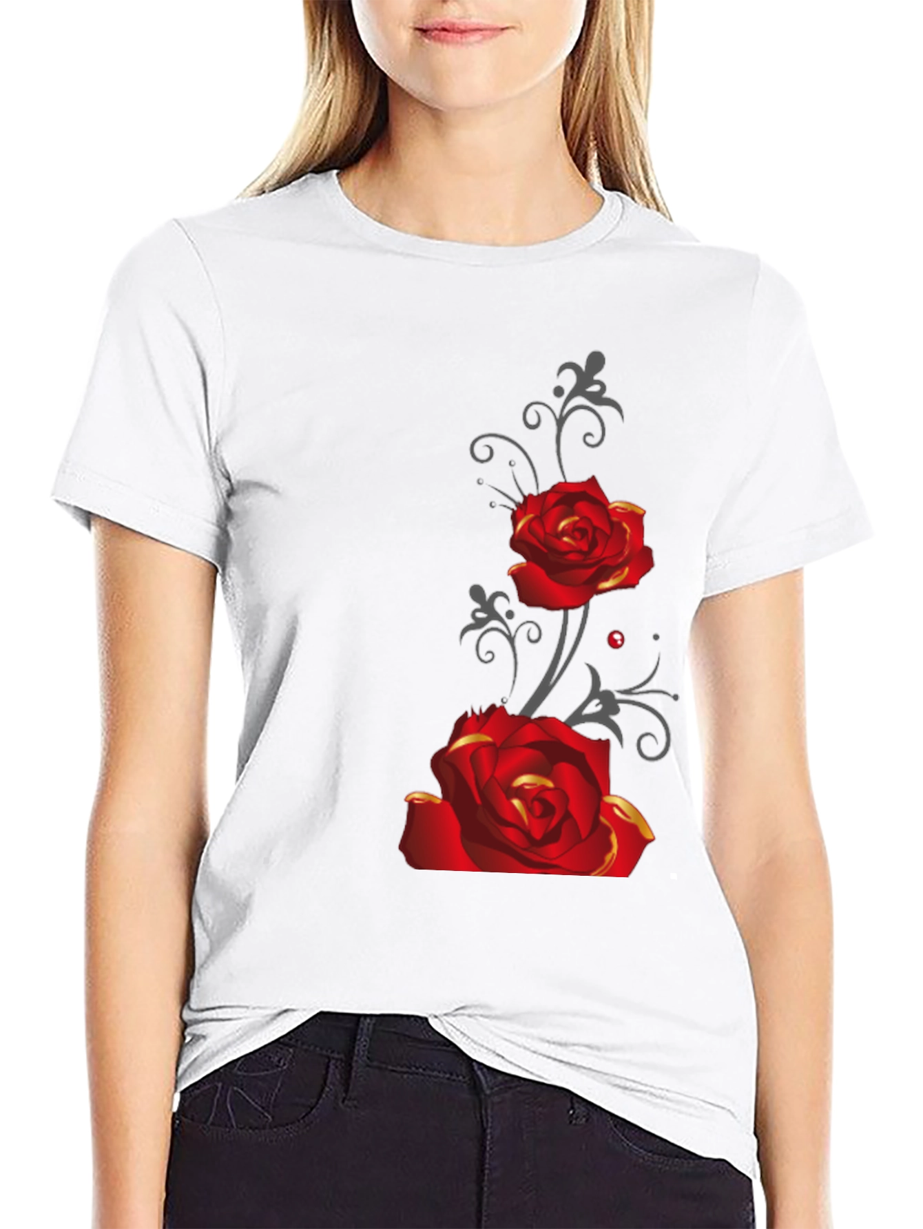 Rose Graphic Tee - Mens Black T-Shirt