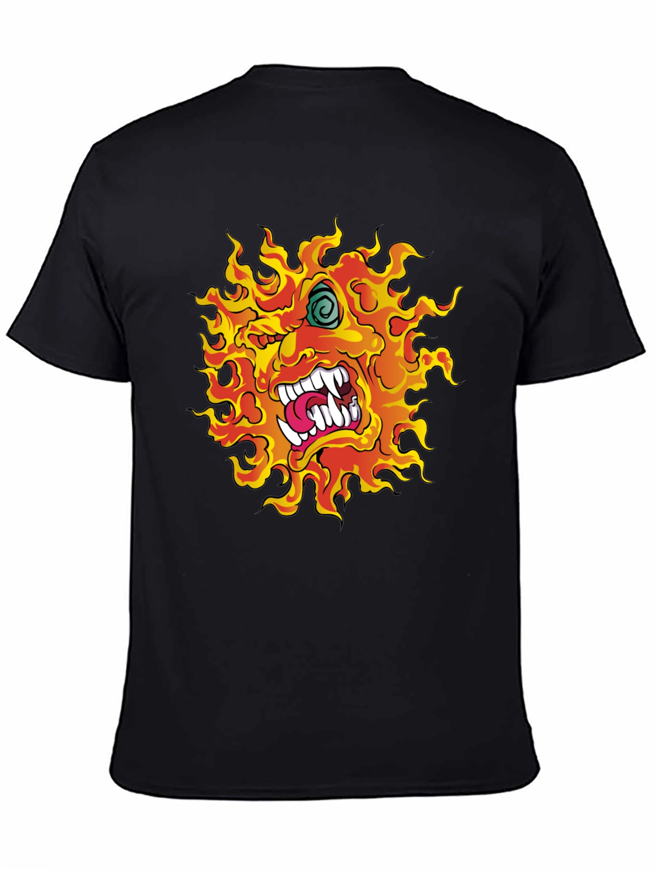 Fiery Monster Graphic Print Black T-Shirt