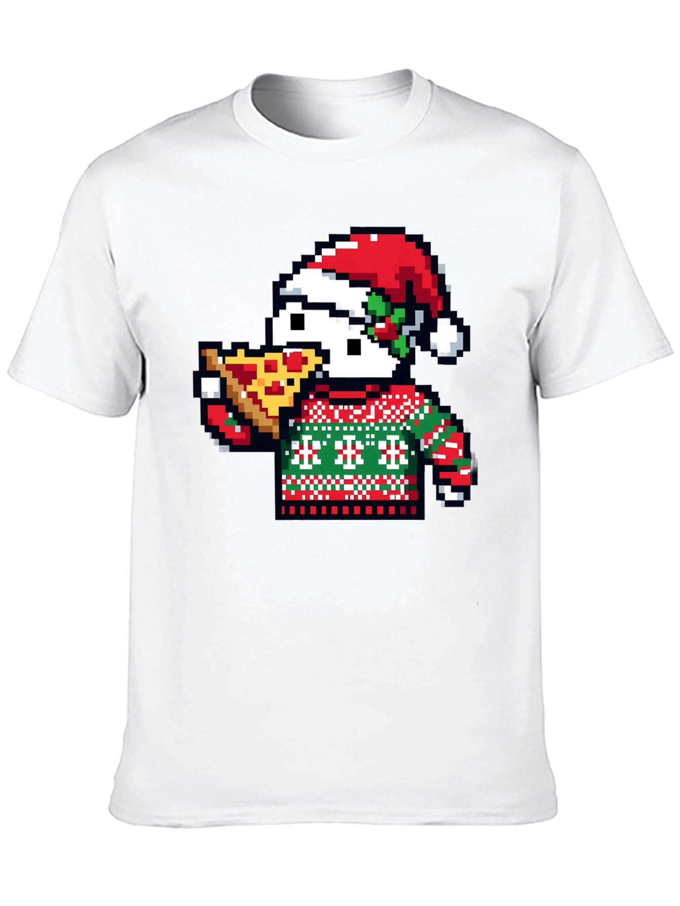Pixel Santa Pizza T-Shirt