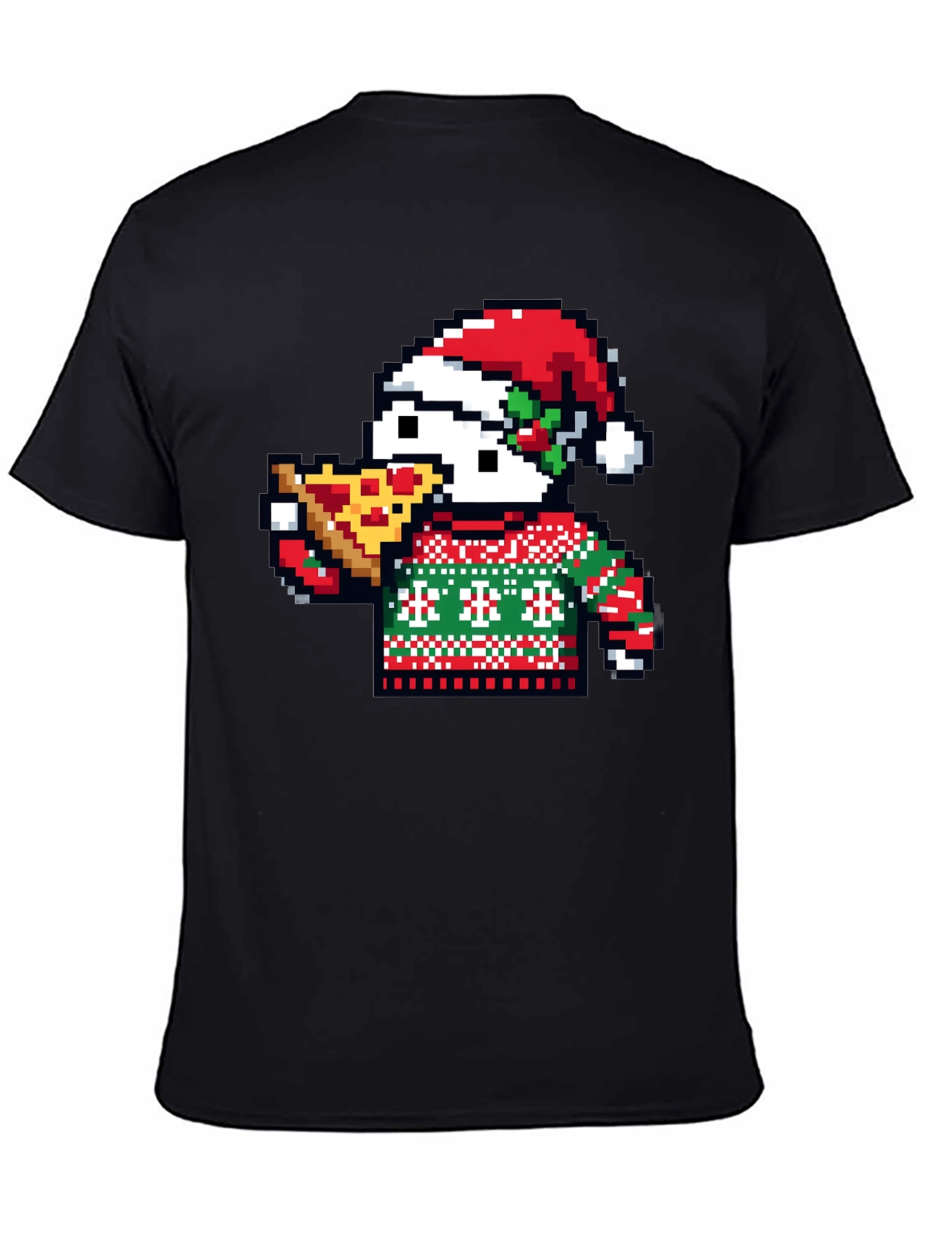 Pixel Santa Pizza T-Shirt