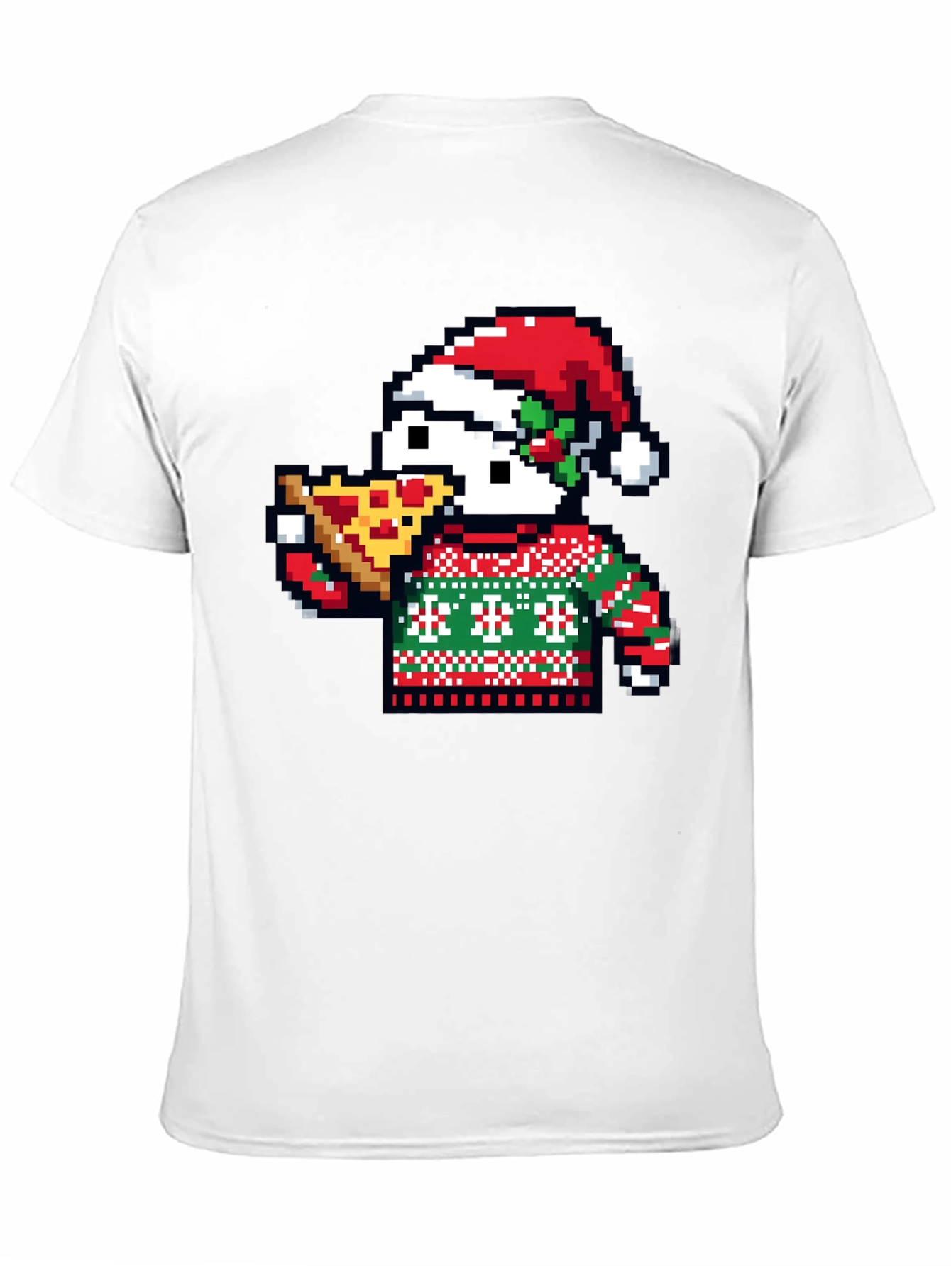 Pixel Santa Pizza T-Shirt