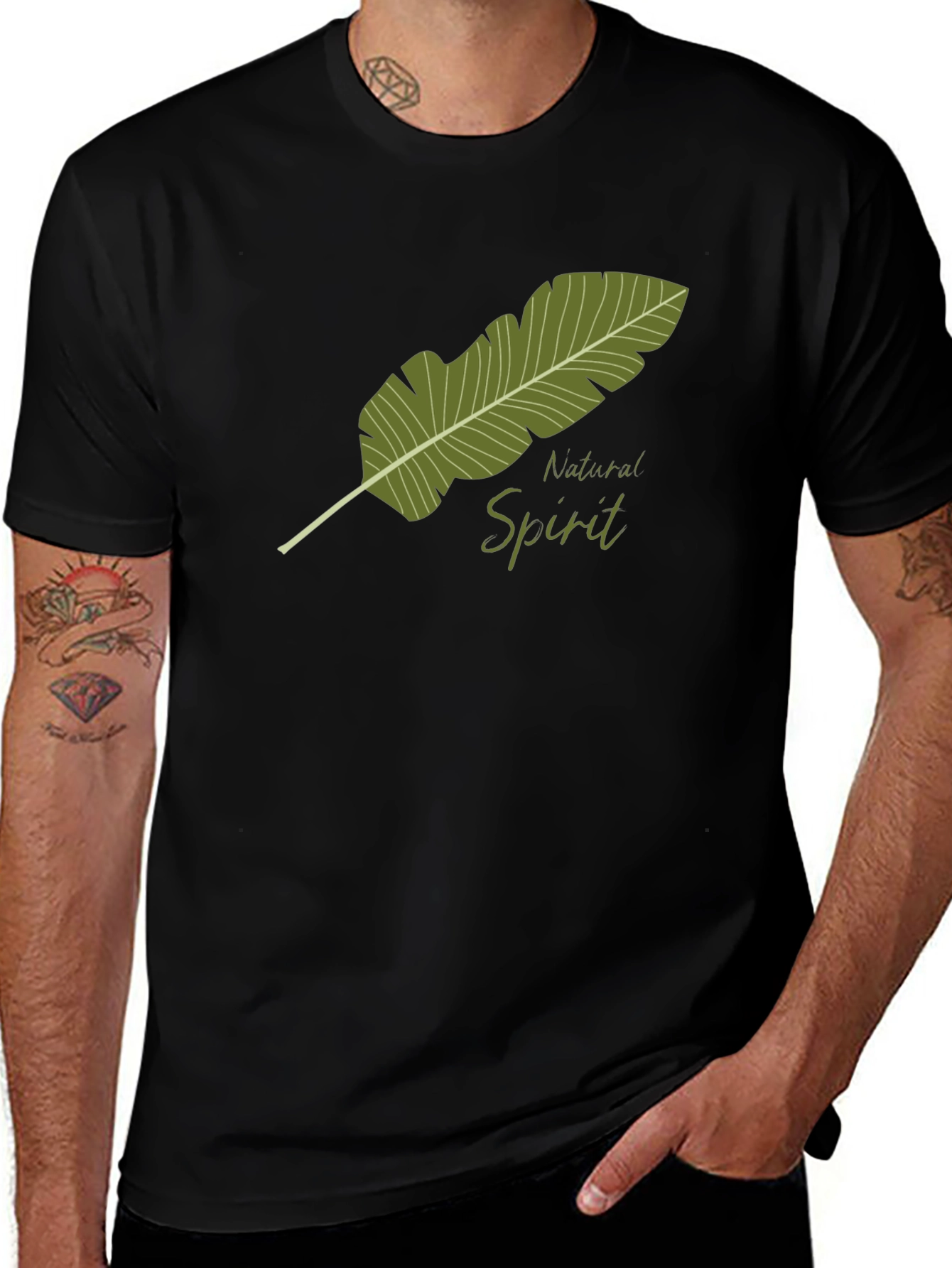 Natural Spirit Graphic Tee - Soft Black Cotton