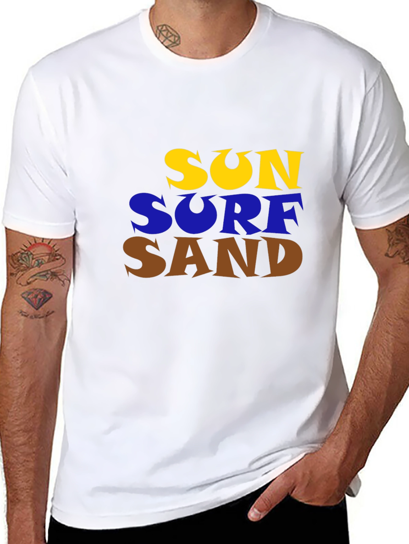 Sun Surf Sand Graphic Tee - Beach Vibes T-Shirt