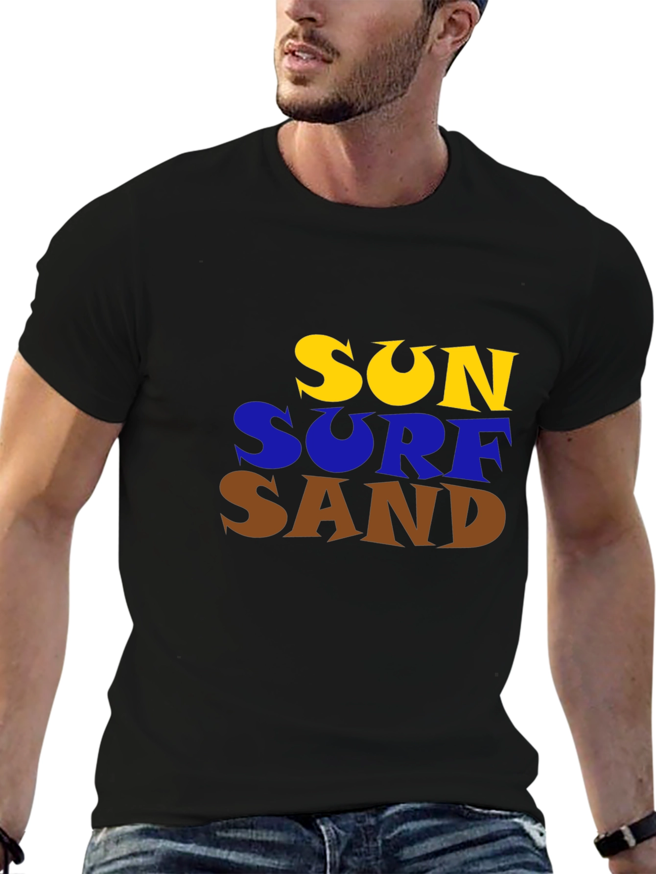Sun Surf Sand Graphic Tee - Beach Vibes T-Shirt
