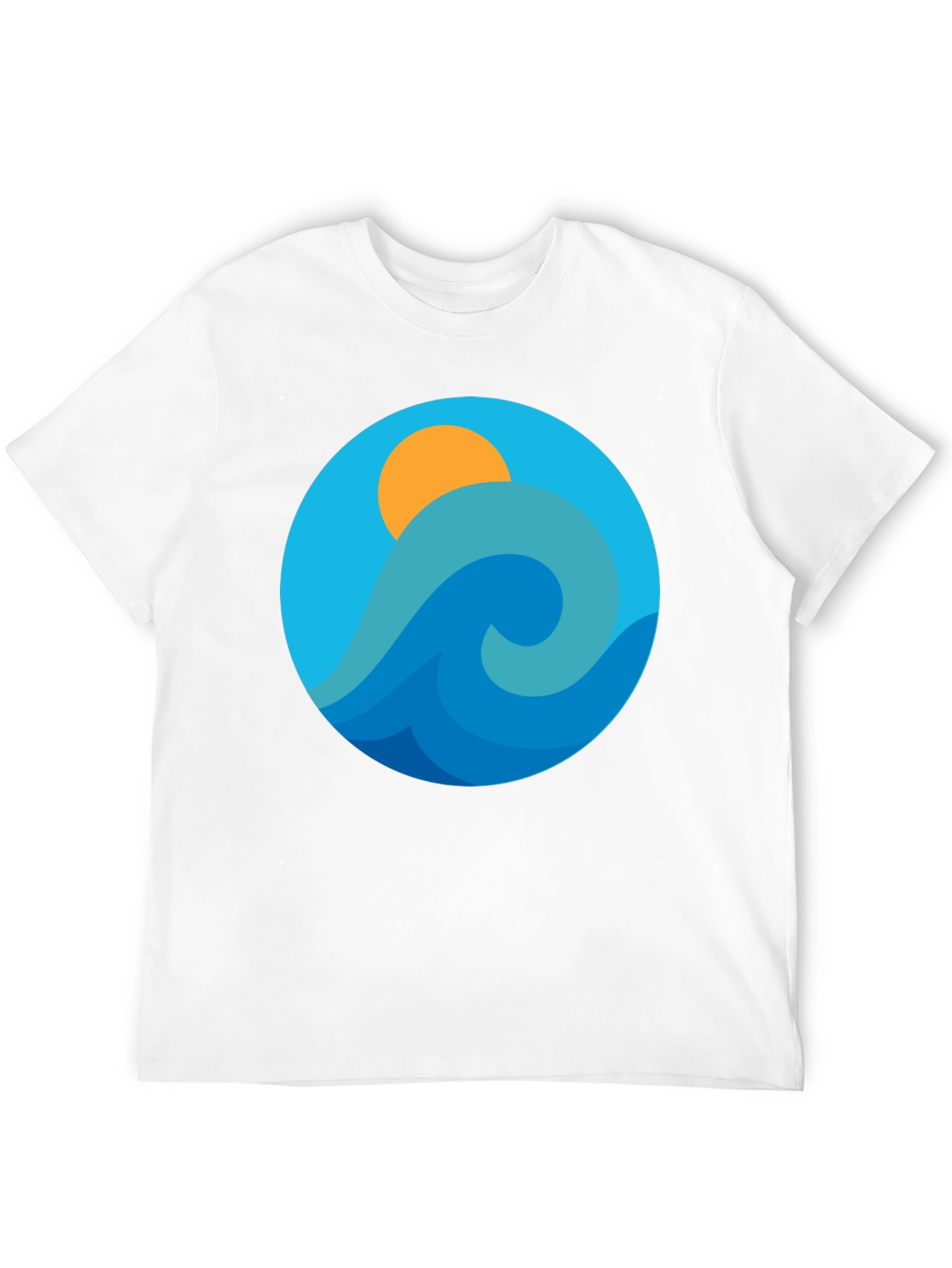 Ocean Wave Graphic Tee - Black Cotton Blend T-Shirt